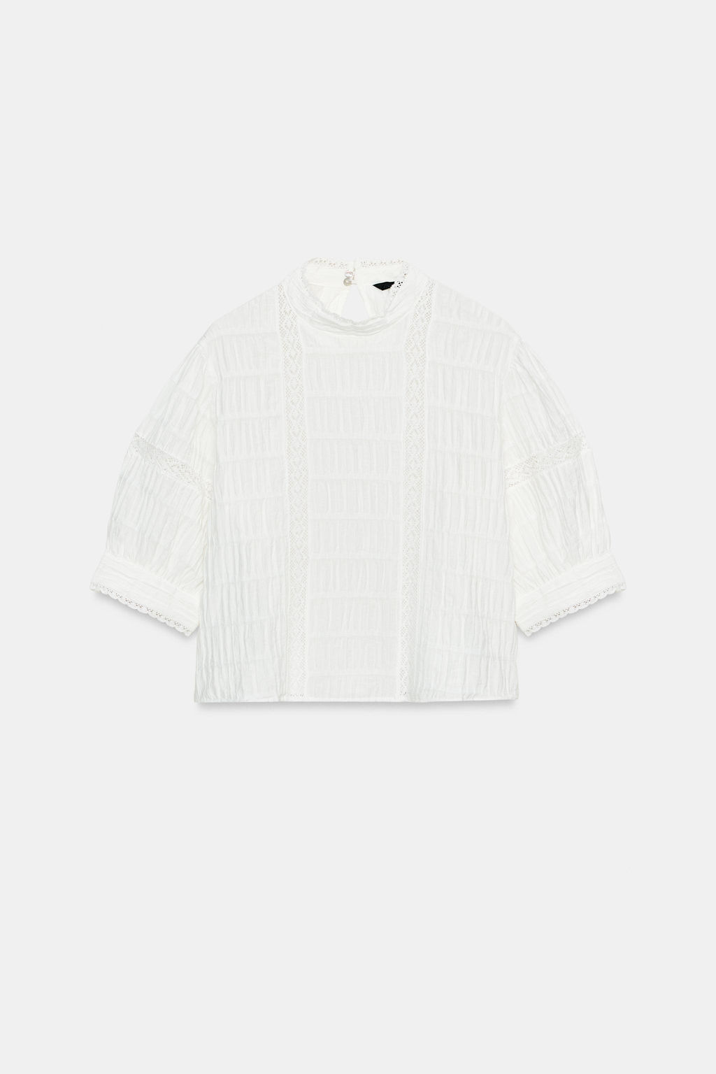 CAMISA ENTREDOSES MANGA GLOBO / Blanco - Zara фото 6