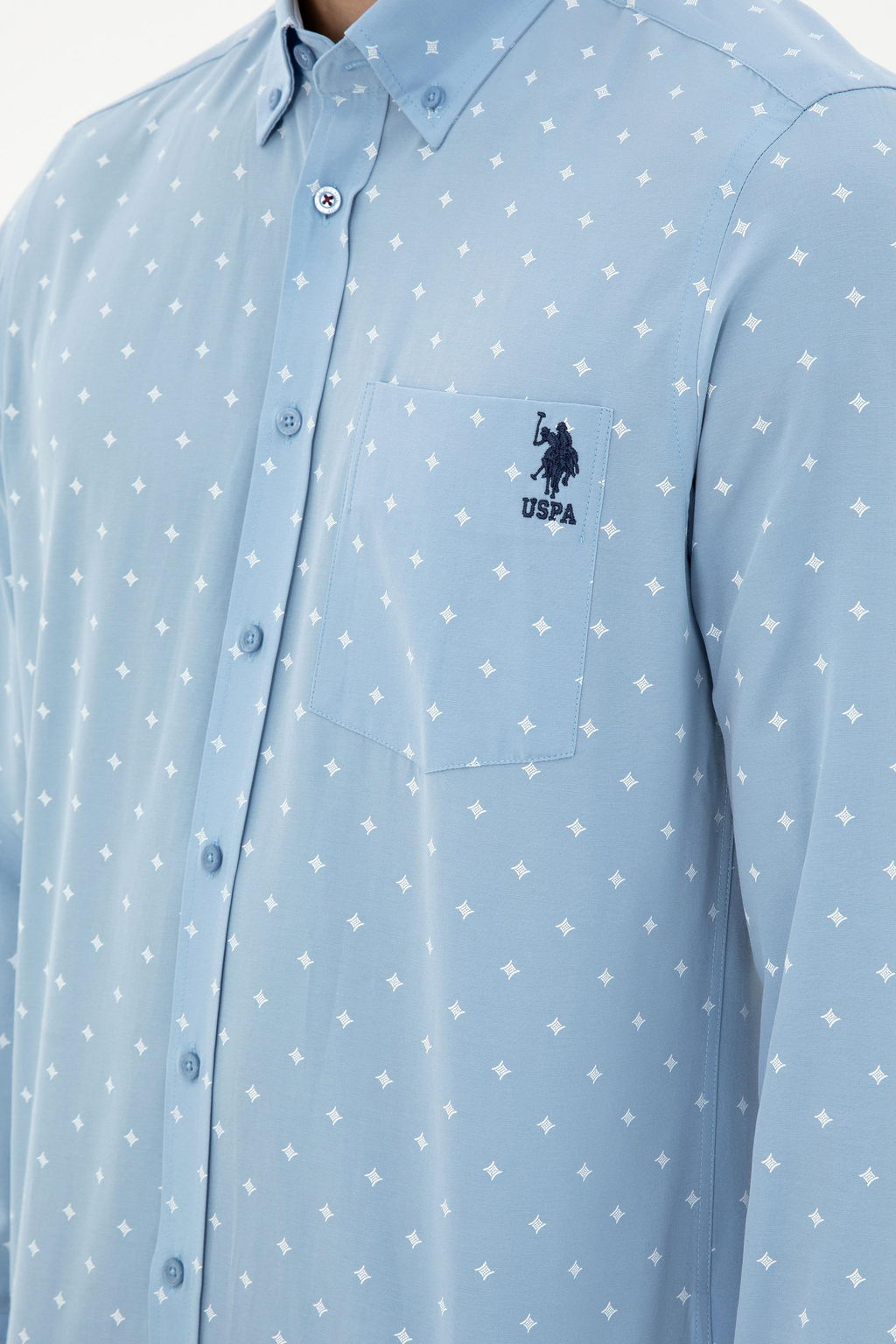 Мужская голубая рубашка с длинным рукавом - U.s. polo assn фото 7