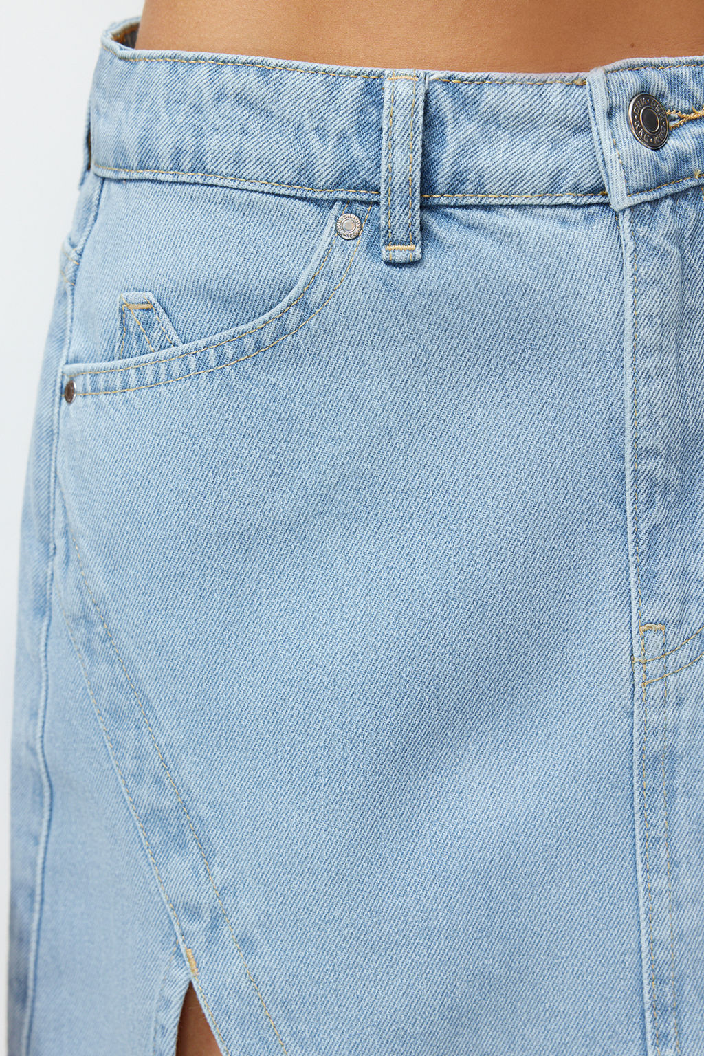 TRENDYOLMILLA Limited Edition Mavi More Sustainable Y?rtmacl? Mini Denim Etek TWOSS23ET00347  фото 11