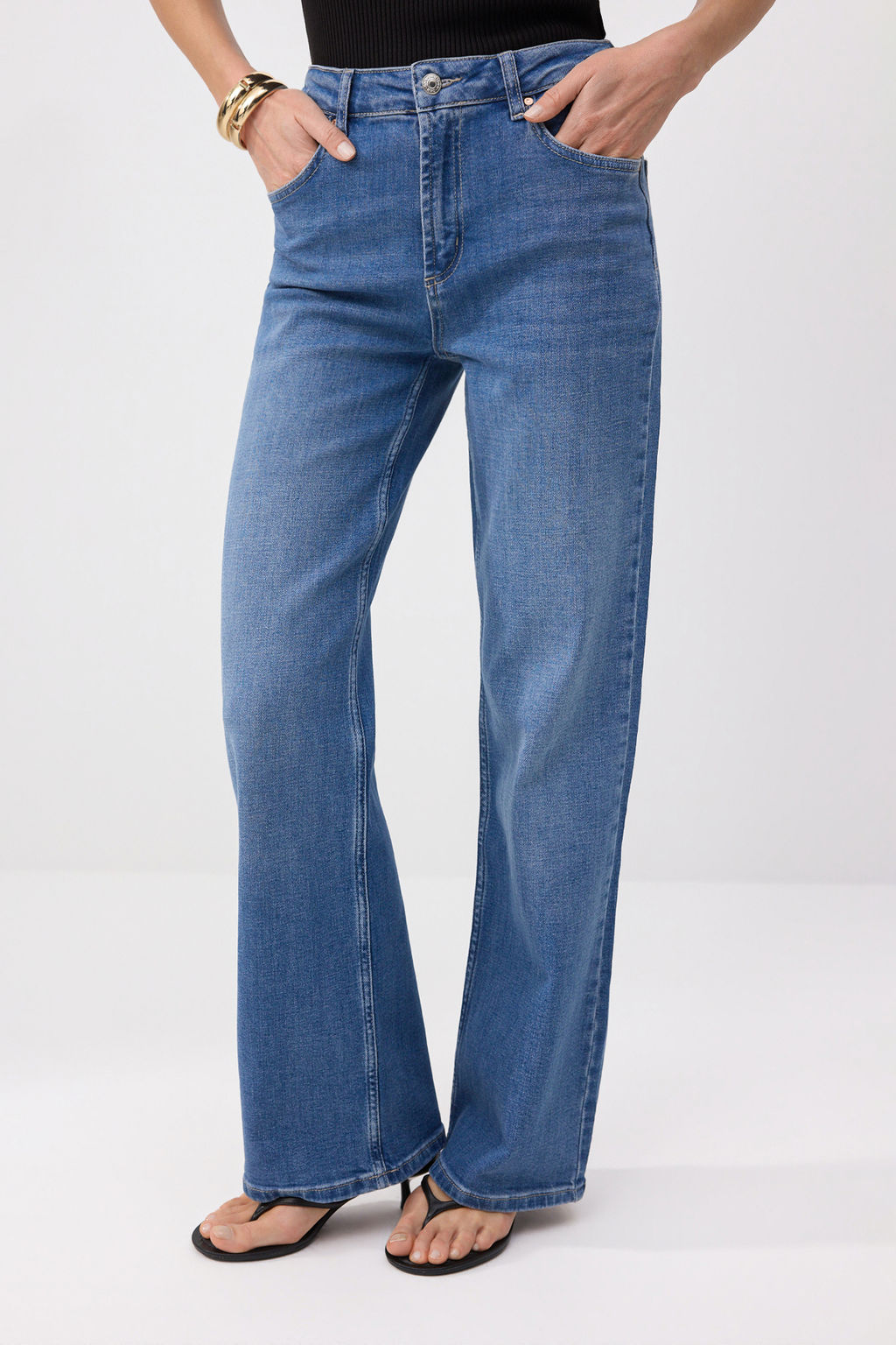 Mavi Yuksek Bel Orta Esnek Straight Duz Kesim Jeans TWOSS26JE00147 - Trendyolmilla фото 16