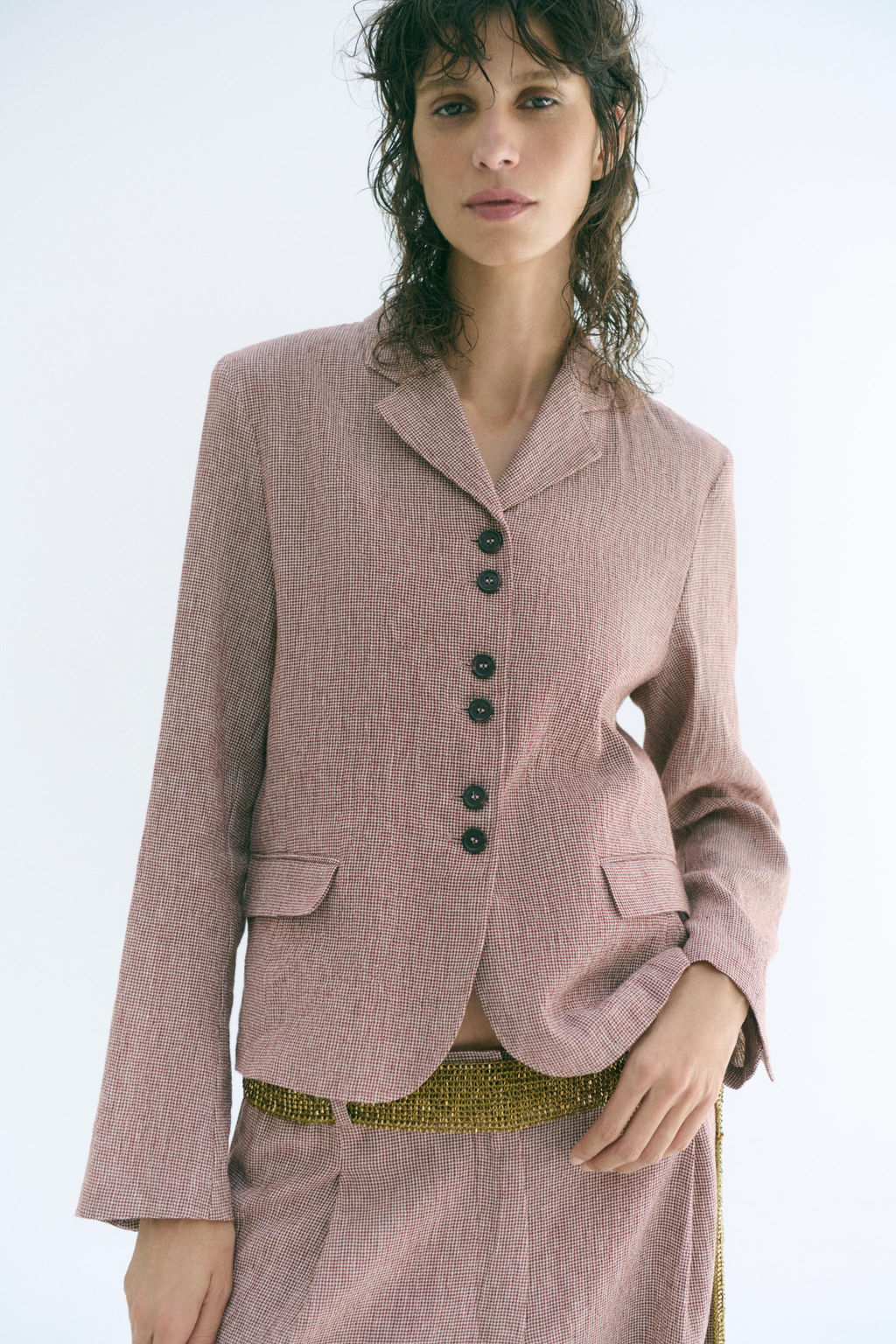 BLAZER CON LINO ZW COLLECTION / Granate - Zara фото 2