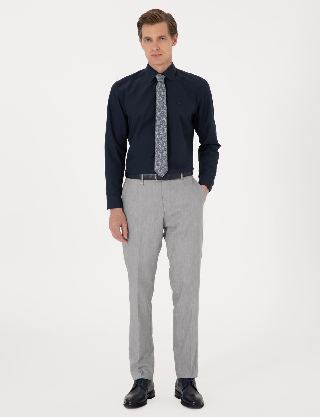 Lacivert Regular Fit Uzun Kollu Basic G_mlek