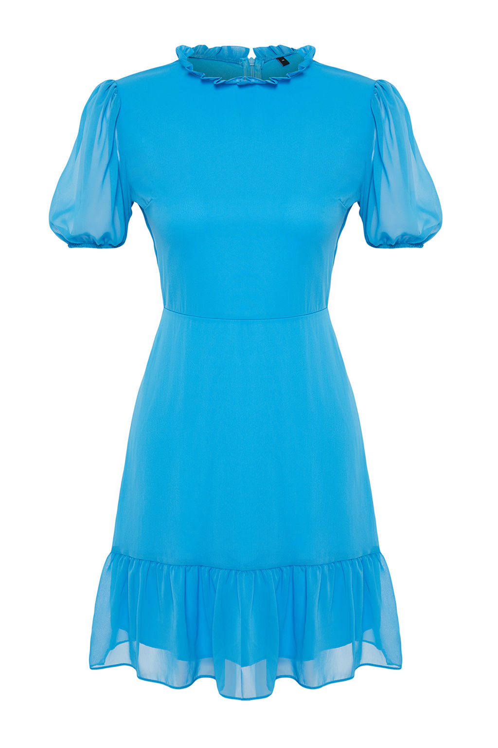 TRENDYOLMILLA Siyah A-Kesim Volanl? Sifon Astarl? Dokuma Dokuma Elbise TWOSS23EL00520 фото 15