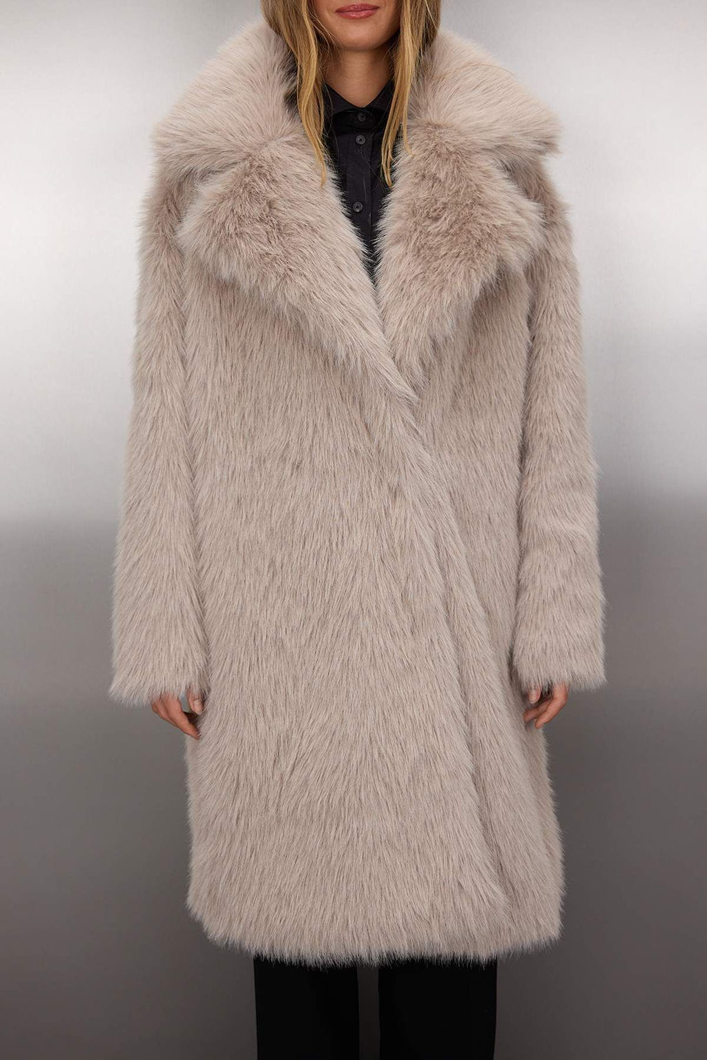 Vizon Oversize Kal?p Uzun Kurk Kaban TWOAW25KB00053 - Trendyolmilla фото 6