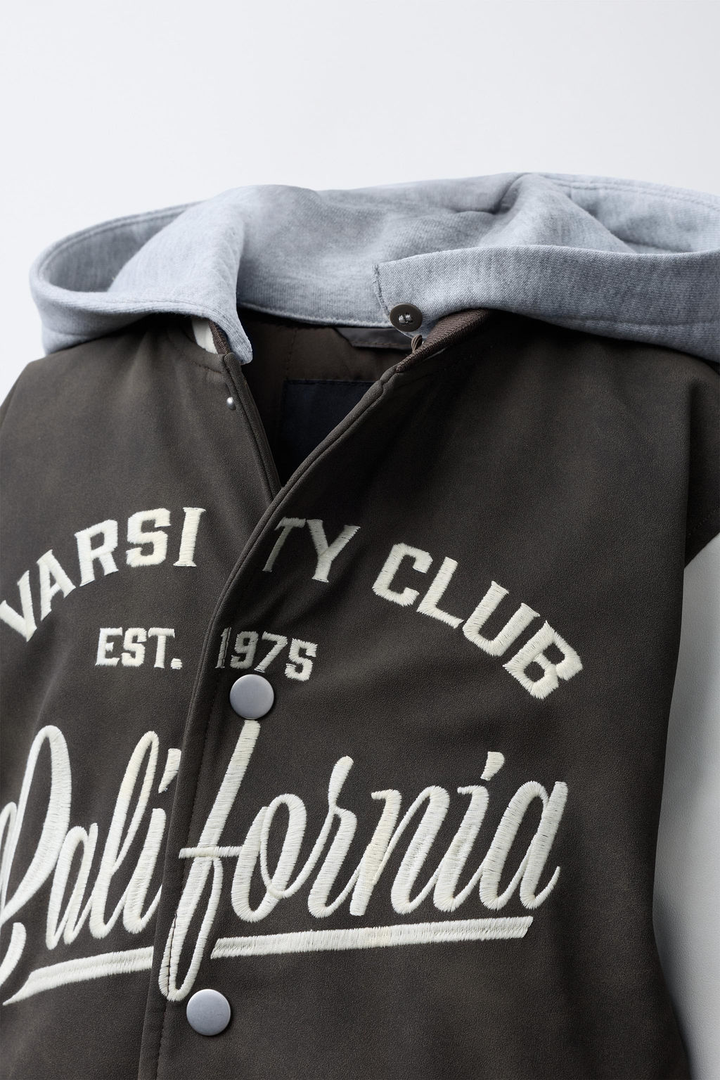 BOMBER JACKET WITH HOODIE AND FAUX LEATHER SLEEVES - Zara фото 6