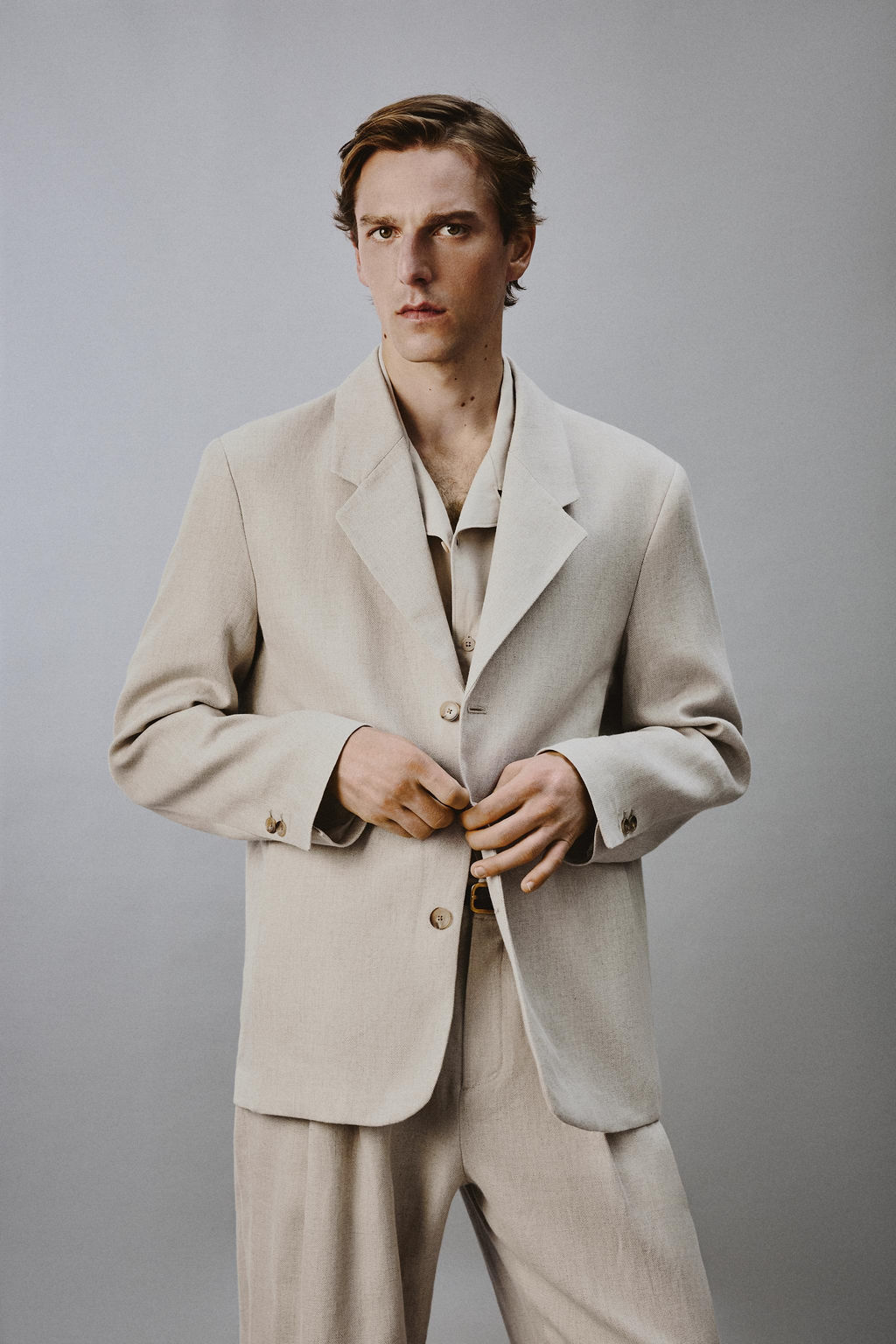 BLAZER RELAXED FIT TRAJE ALGOD?N - LINO / Arena - Zara фото 2