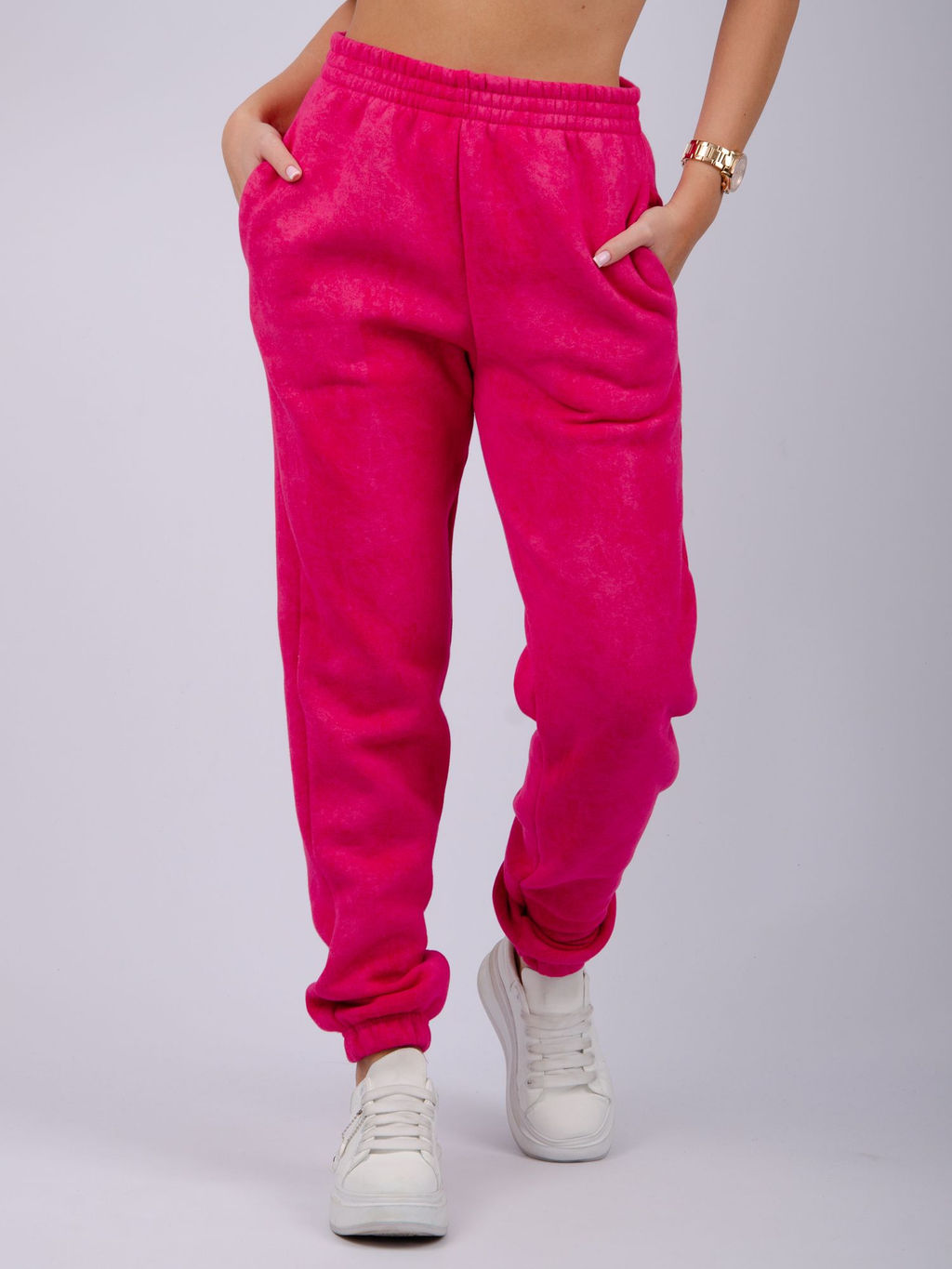 Джоггеры Мистерия 5, футер 3-х нитка начес - Малина фото 42