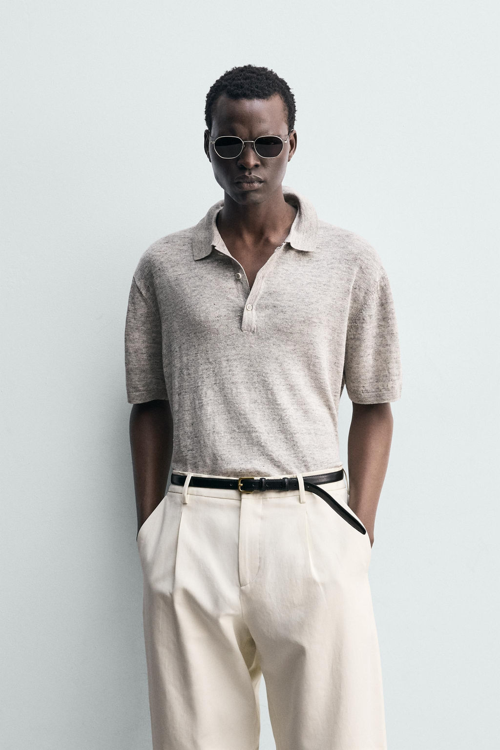 POLO PUNTO 100% LINO / Gris vigor? - Zara фото 2