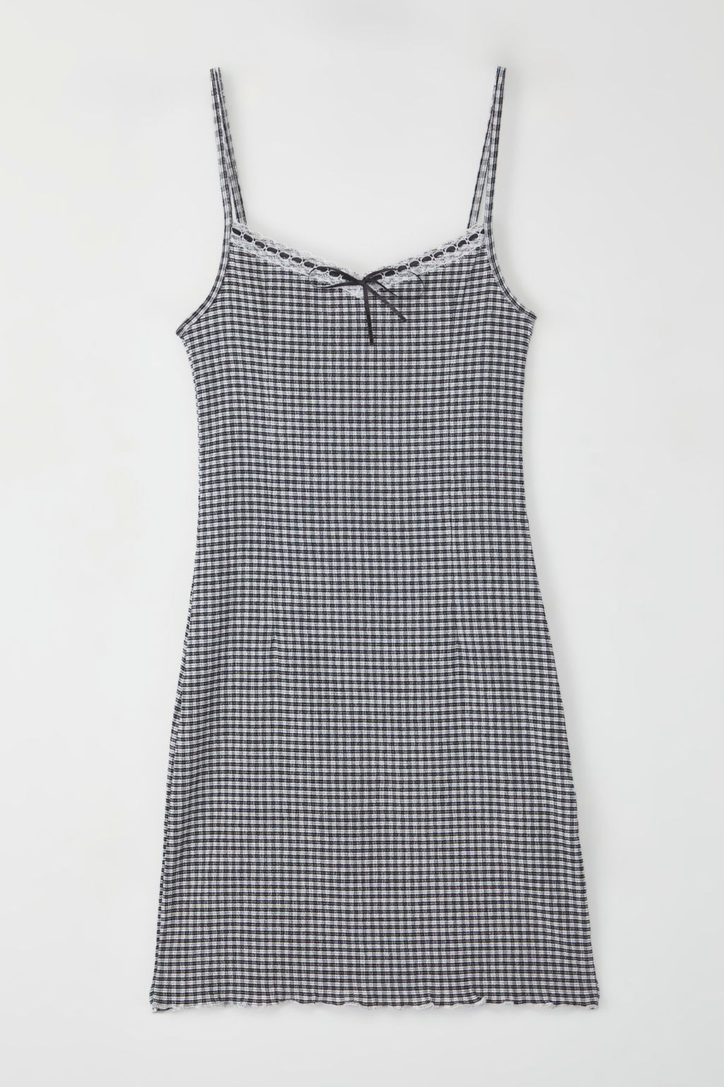 Siyah Ekose / Kareli Baglama Detayl? Mini Fitted/Vucuda Esnek Orme Elbise TWOSS25EL00389 - Trendyolmilla фото 5