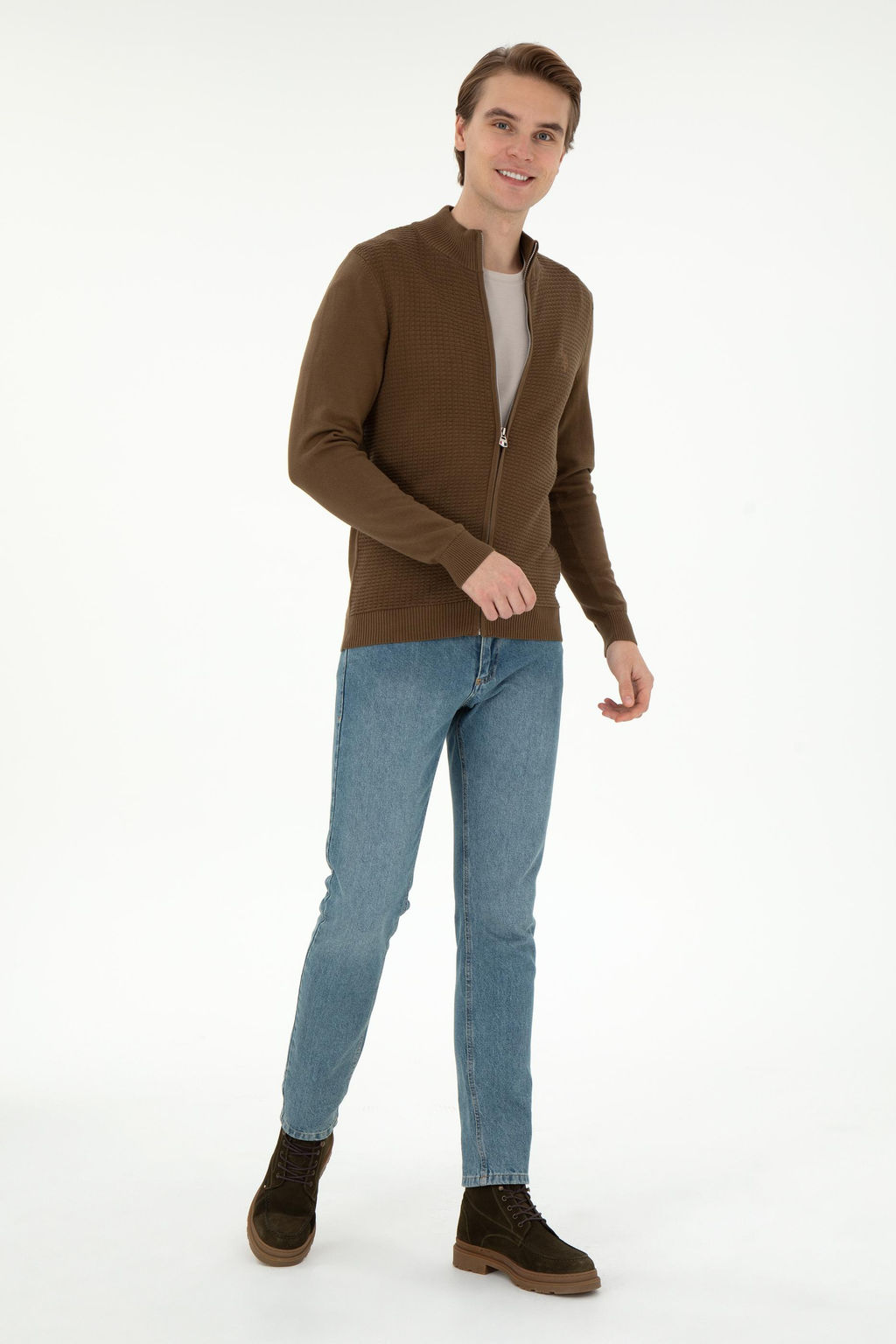 Мужской базовый трикотажный кардиган цвета хаки Неожиданная скидка в корзине - U.s. polo assn фото 4