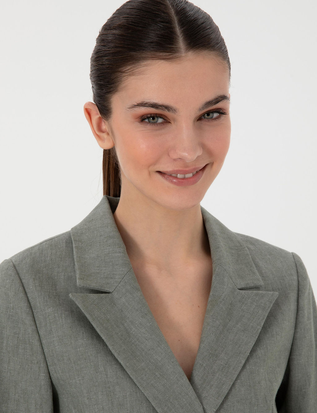 Haki Slim Fit Keten Kar___ml_ Ceket - Pierre cardin фото 2