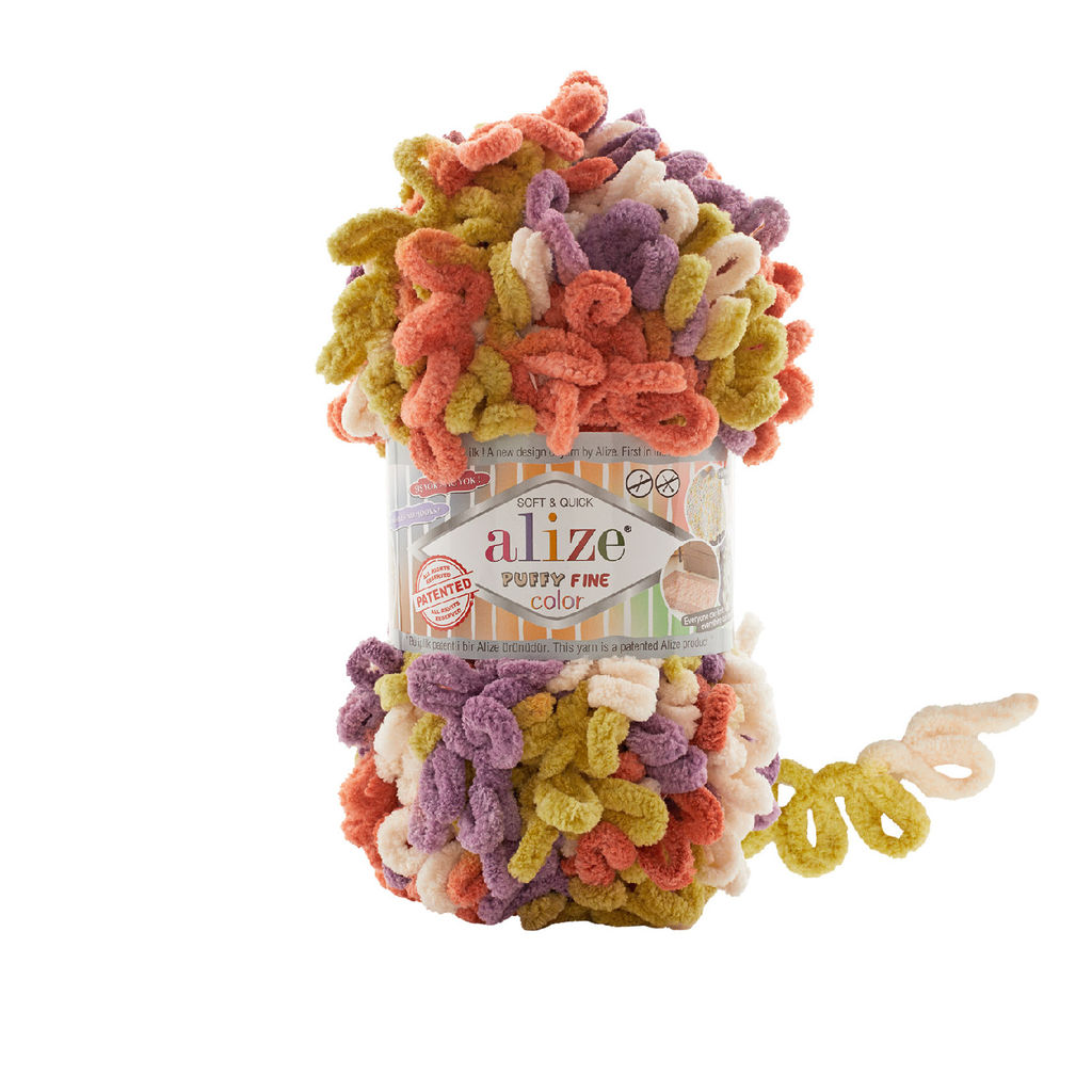 Пуффи файн колор (Puffi fine color) пряжа Alize 100%микрополиэстер 5х100г/14.5 м