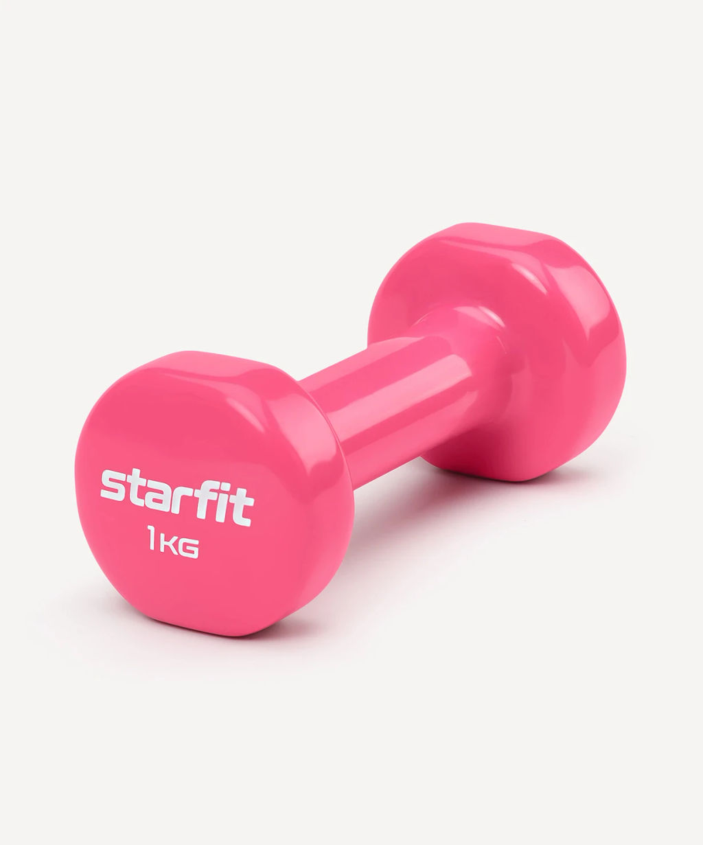 Гантель виниловая STARFIT DB-101 1 кг, розовый.