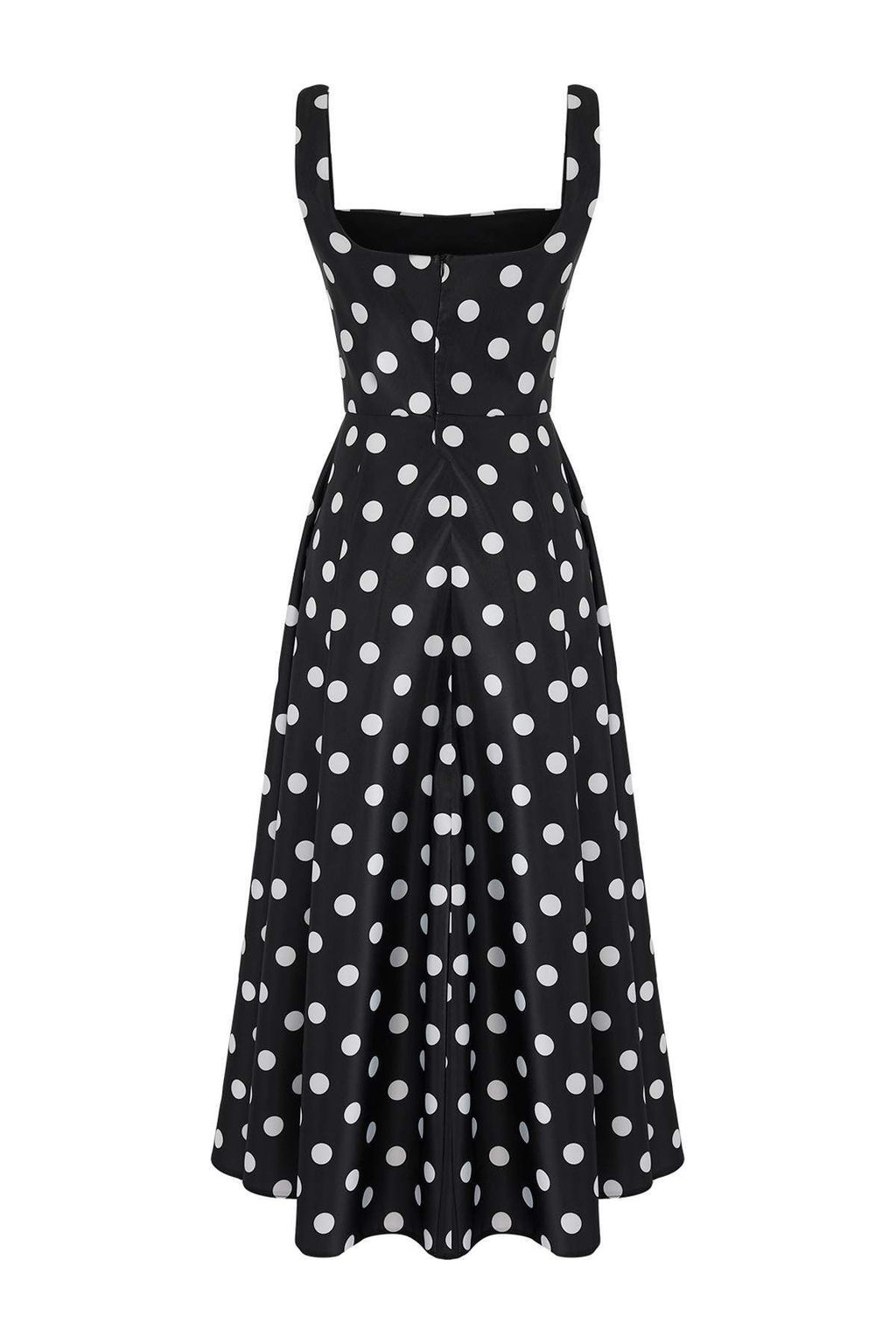 Siyah-Beyaz Puantiyeli A-Kesim Saten Dokuma S?k Abiye Gece Mezuniyet Elbisesi TPRAW25EL00040