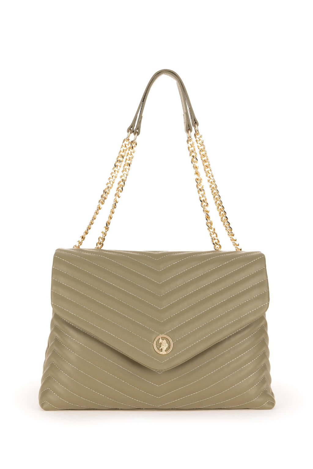 Женская сумка через плечо цвета хаки с цепочкой на ремне Неожиданная скидка в корзине - U.s. polo assn фото 6