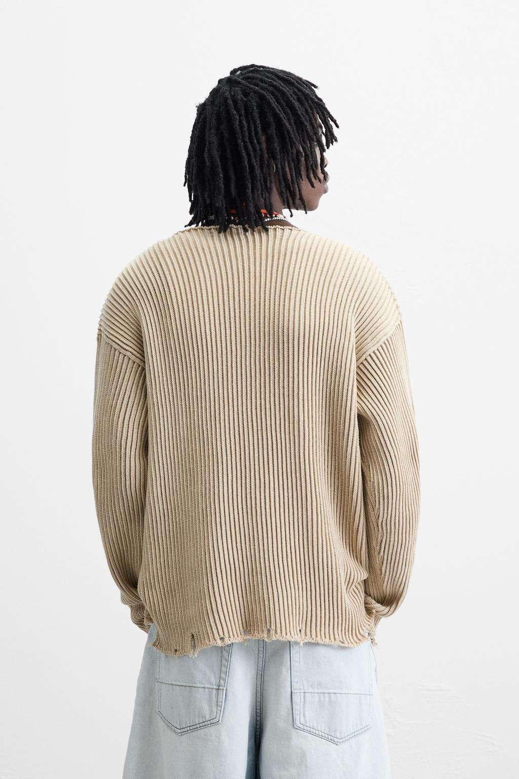 RIBBED SWEATER WITH RIPPED FINISH - Zara фото 3