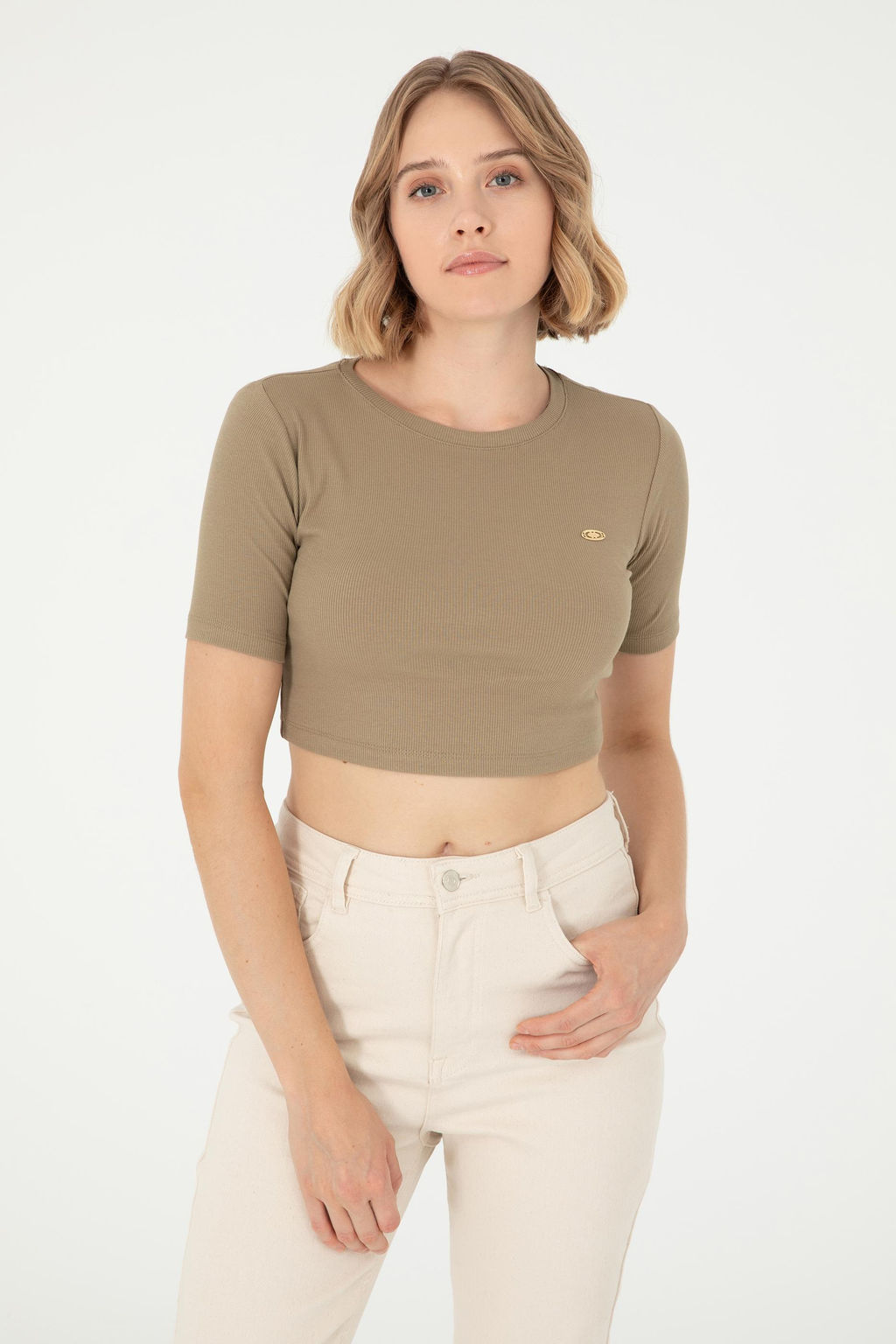Женская футболка цвета хаки Неожиданная скидка в корзине - U.s. polo assn фото 3