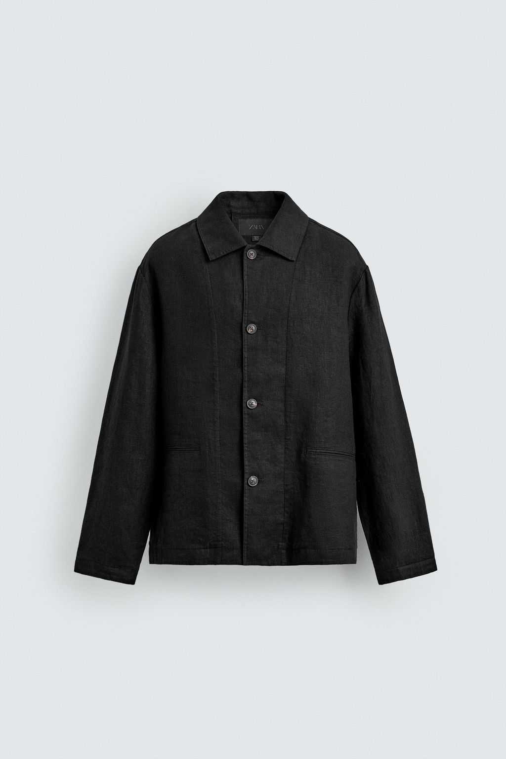 SOBRECAMISA  REGULAR FIT 100% LINO / Negro - Zara фото 7