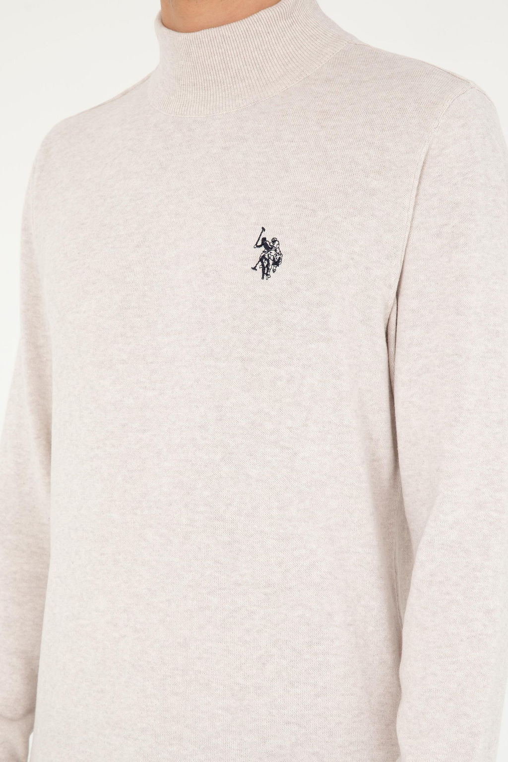 Свитер мужской U.S. Polo Assn каменный меланж хлопок  фото 14