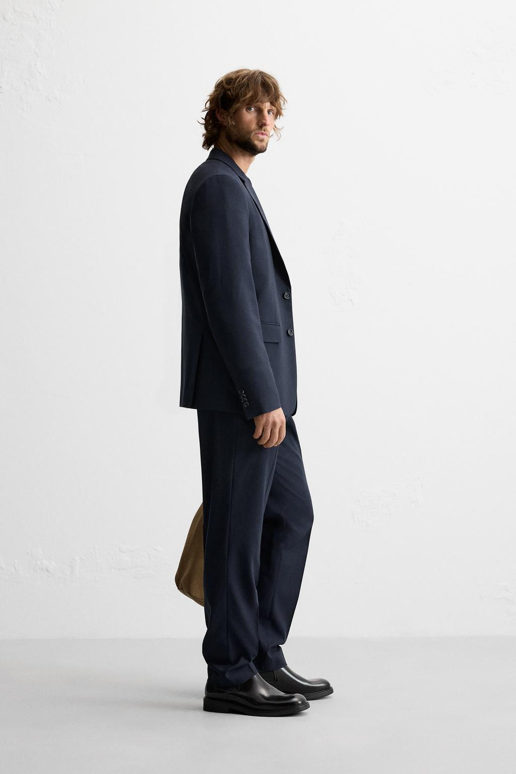 CHECKED TEXTURED WEAVE SUIT TROUSERS - Zara фото 4