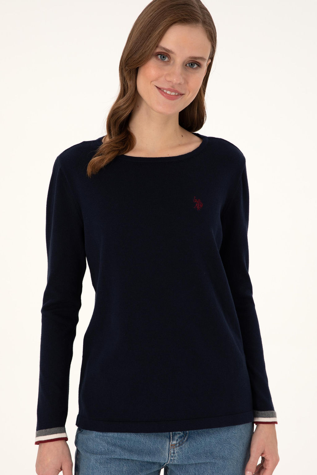 Женский темно-синий свитер с круглым вырезом Неожиданная скидка в корзине - U.s. polo assn фото 3