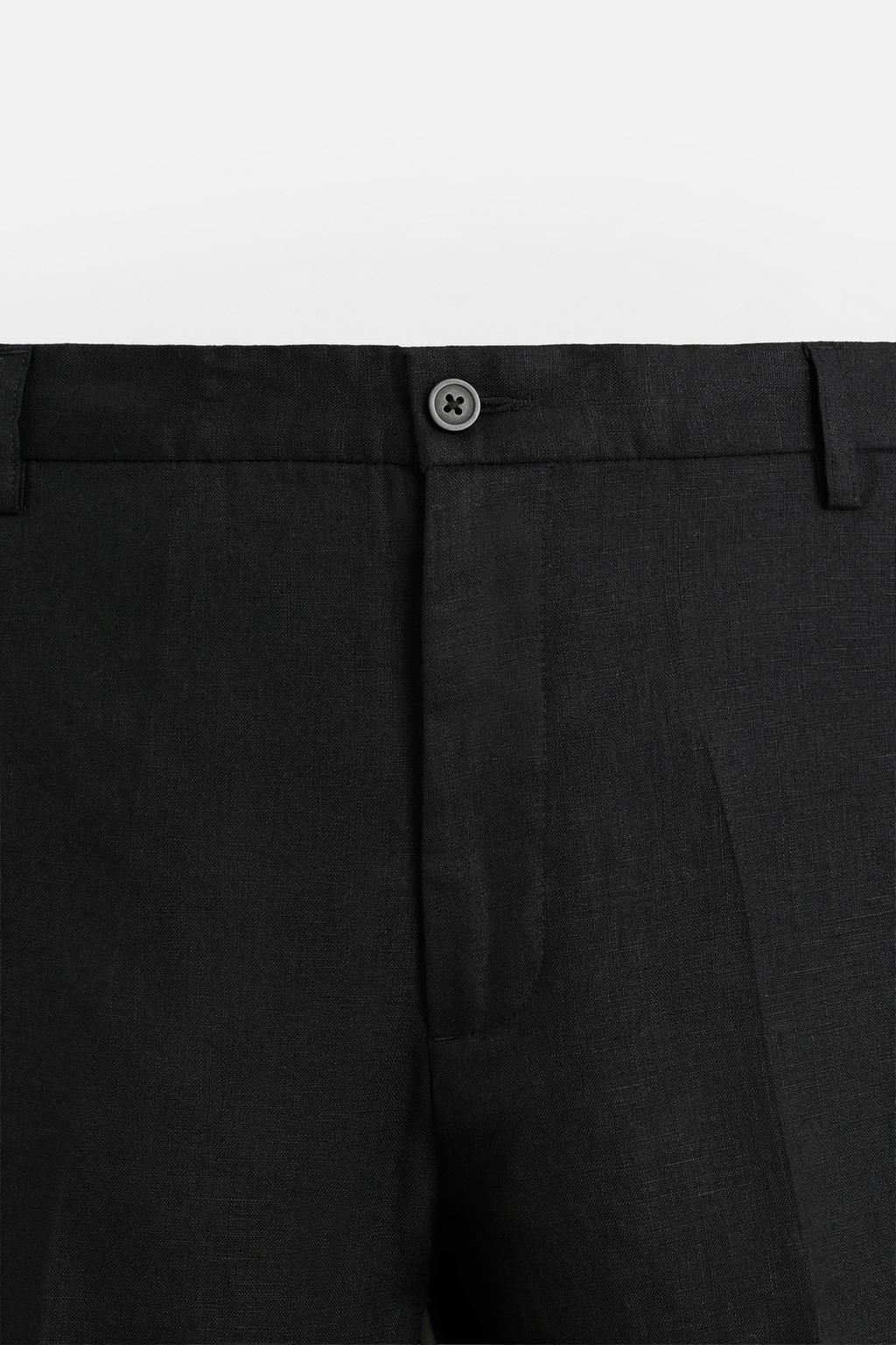REGULAR FIT 100% LINEN TROUSERS - Zara фото 8