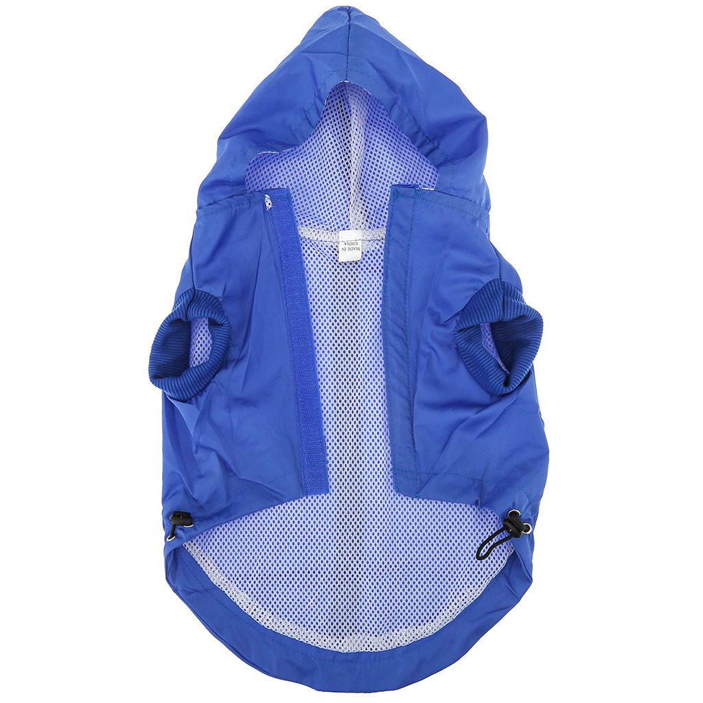 Пэт тойс (Pet toys) Одежда для собаки Плащ с капюшоном, на липучке, светоотражающая полоска, р-р XL, длина спинки 34см/обхват груди 52см/обхват шеи 38см, цвет-синий, плащевка (Китай) - Домашняя мода фото 6