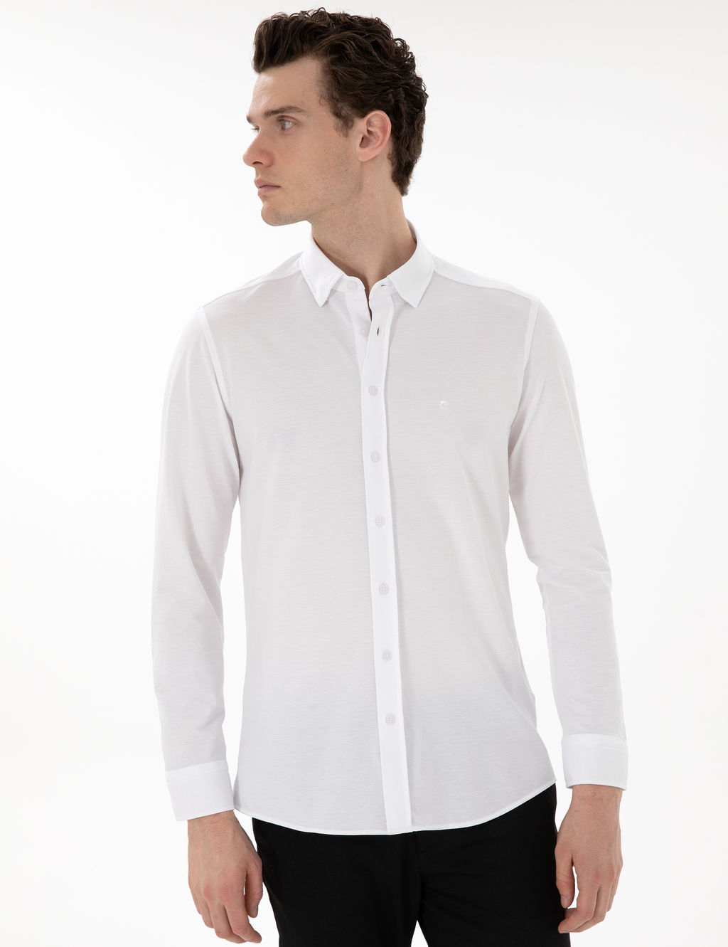 Beyaz Slim Fit Uzun Kollu G_mlek