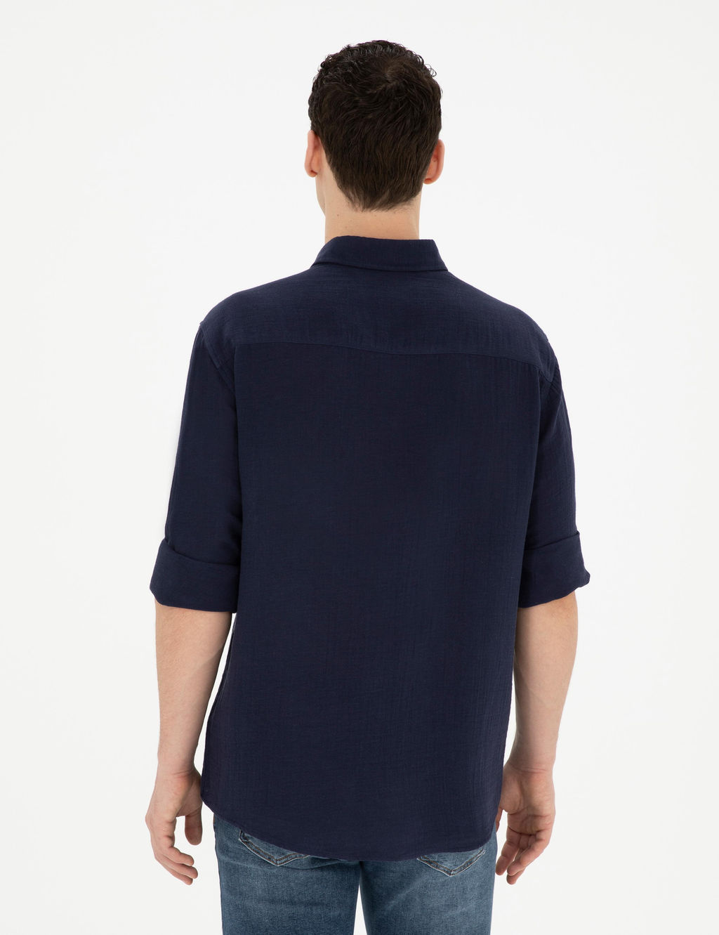 Рубашка Pierre Cardin Comfort Fit темно-синяя с длинным рукавом