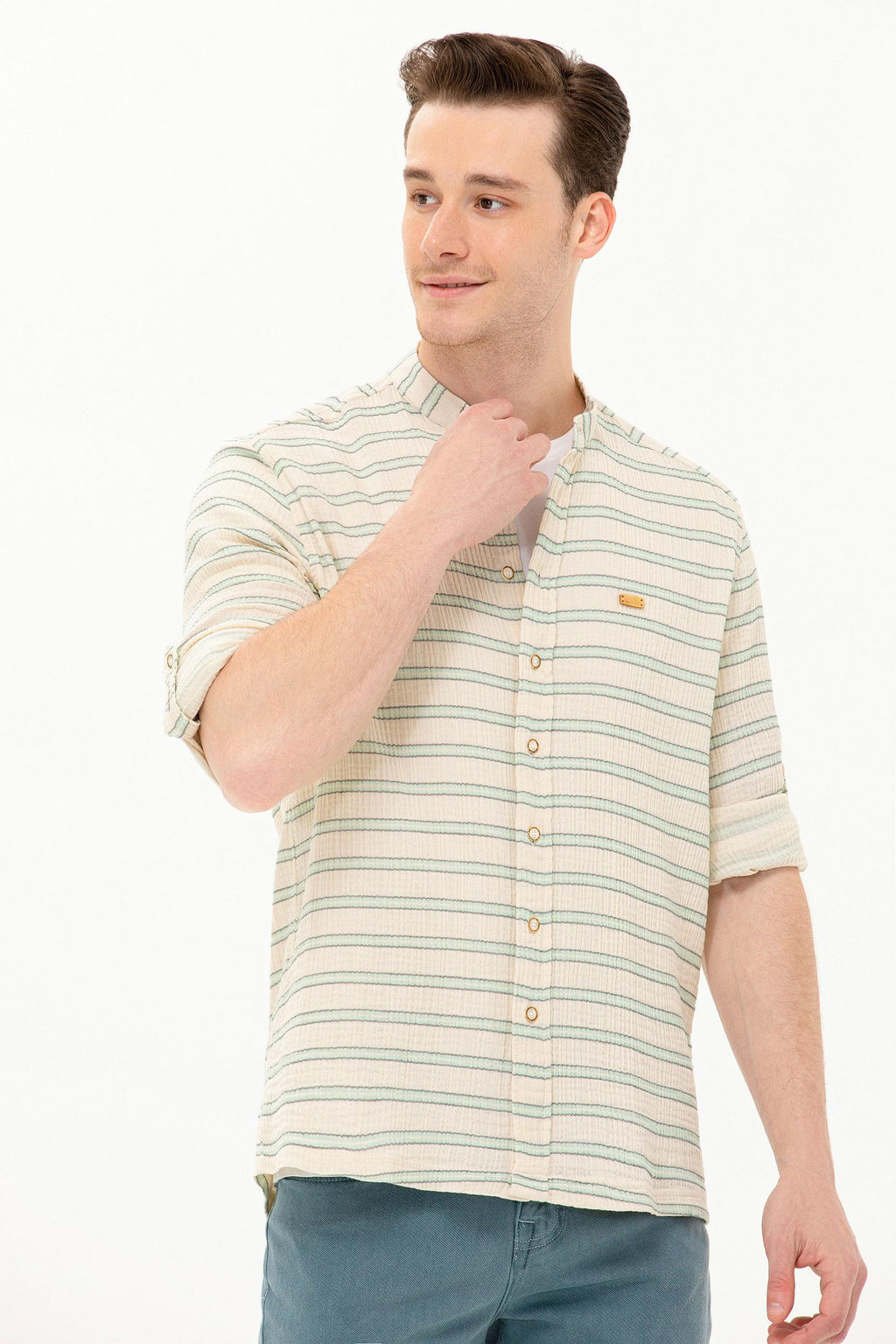 U. S. Polo Assn / Мужская зеленая рубашка с длинным рукавом - U.s. polo assn фото 18