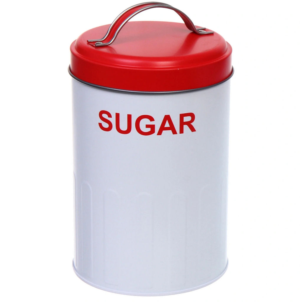 Банка для продуктов металлическая "Ретро" 1300мл, красная, надписи микс