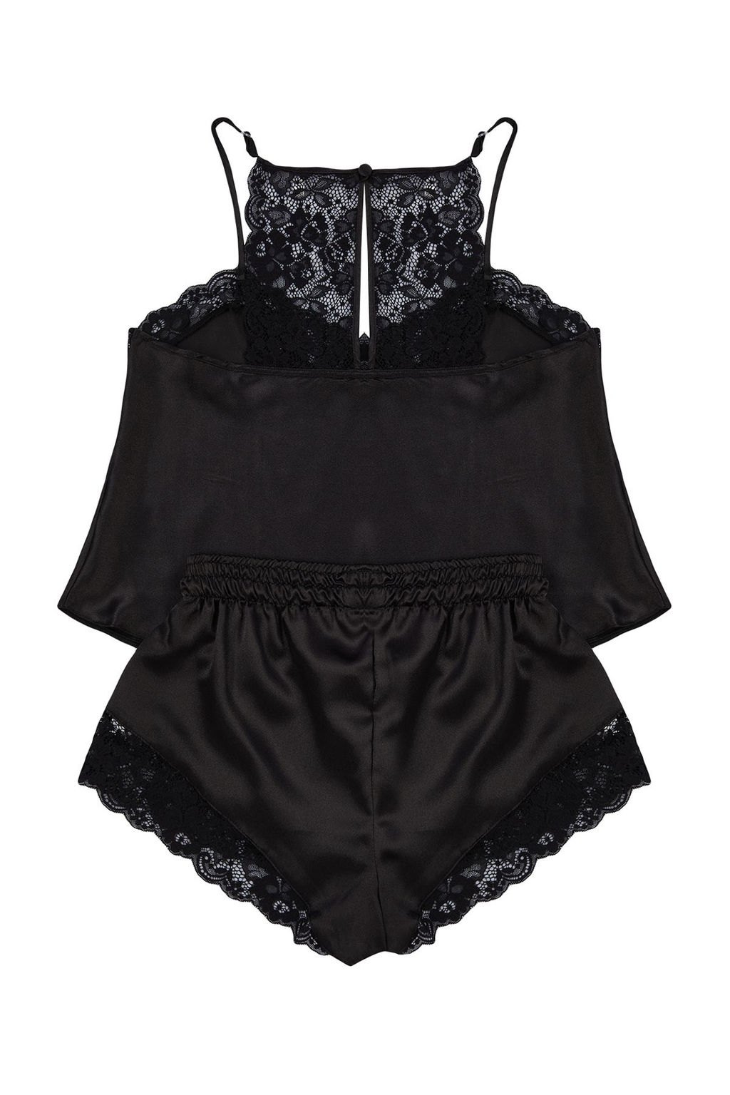 Trendyolmilla Siyah Dantelli Ip Ask?l? Saten Sortlu Dokuma Pijama Tak?m? THMSS22PT0269  фото 56