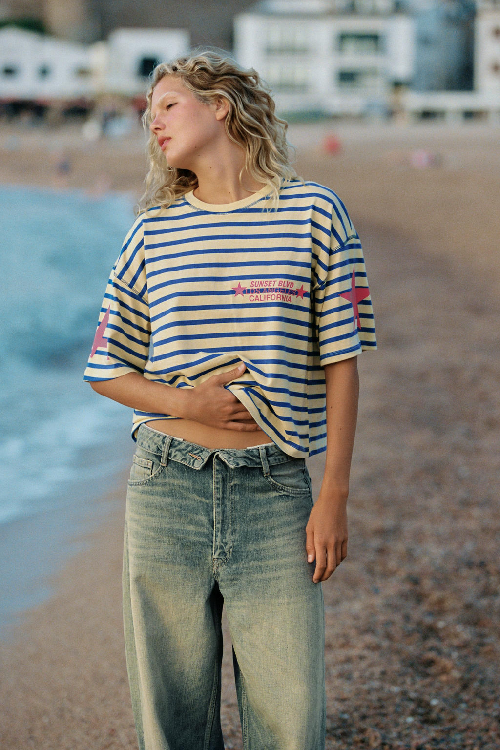 CAMISETA OVERSIZE RAYAS TEXTO / Amarillo - Zara фото 6