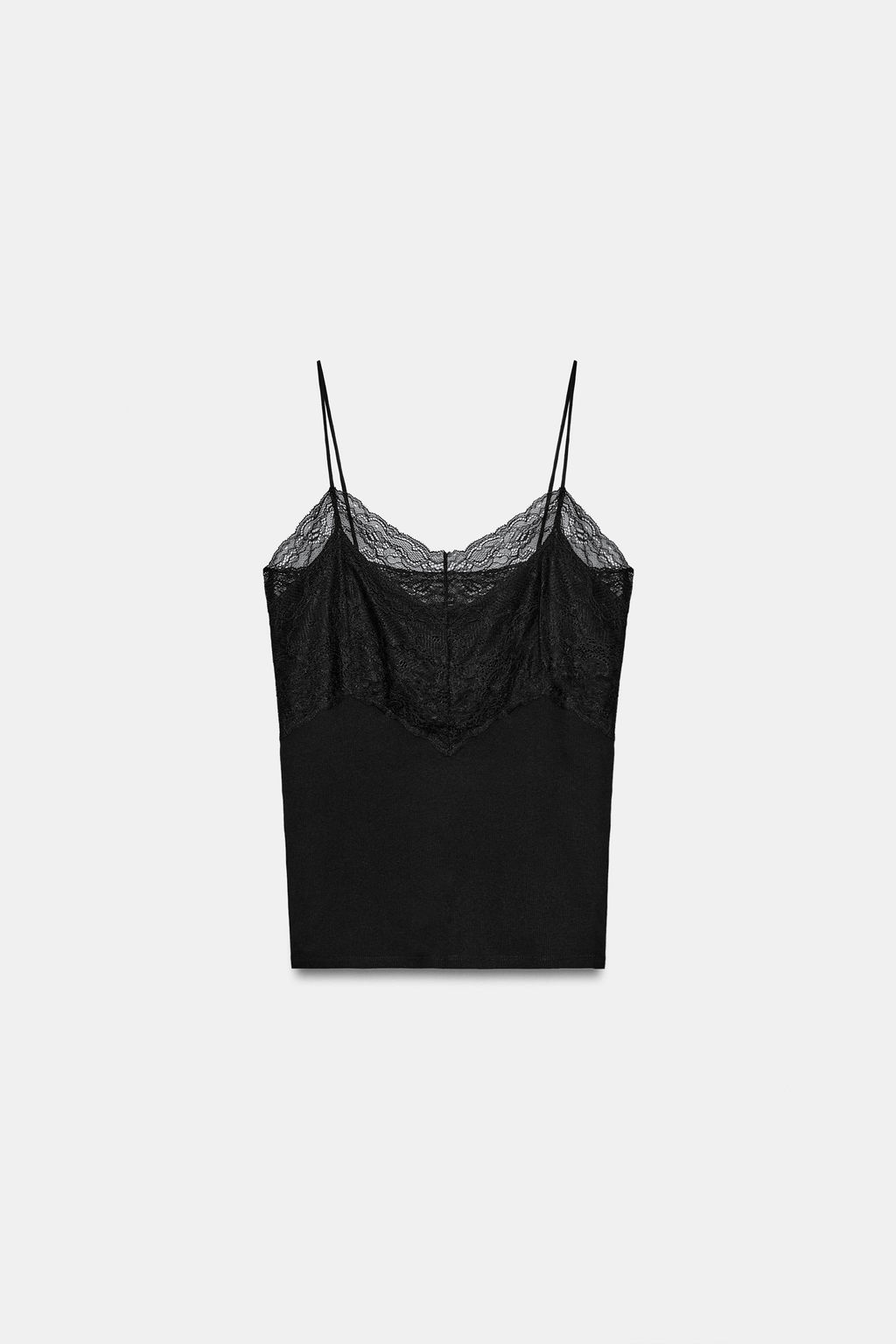 TOP RIB ENCAJE / Negro