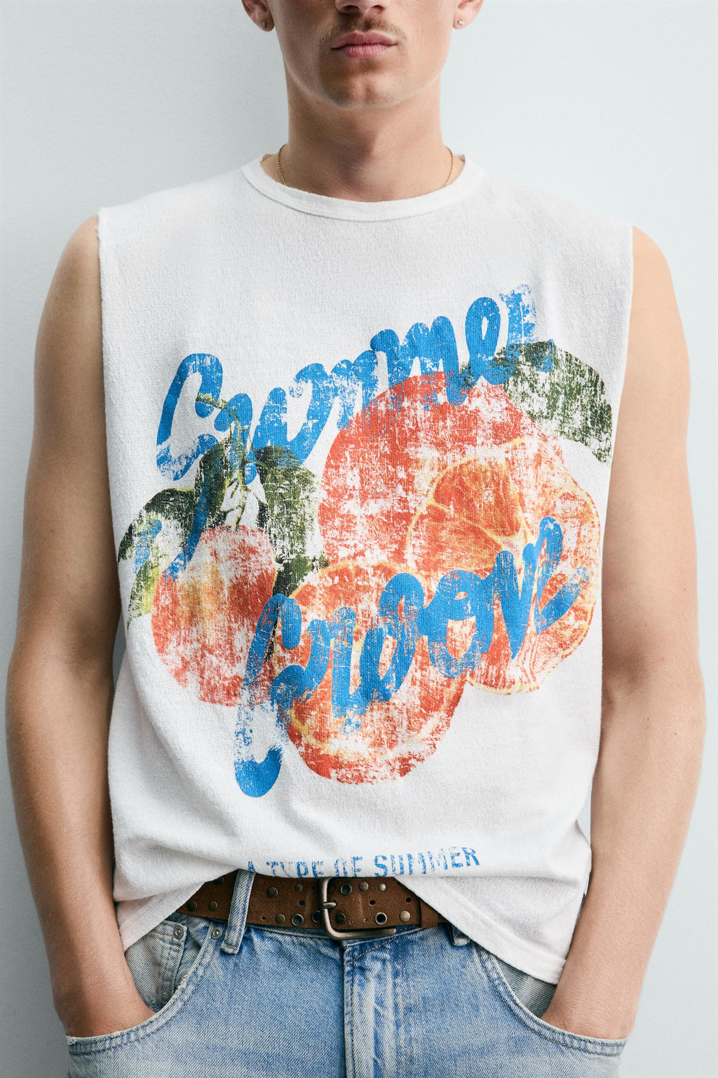 CAMISETA TANK PUNTO LAVADO ESTAMPADO / Blanco - Zara фото 6