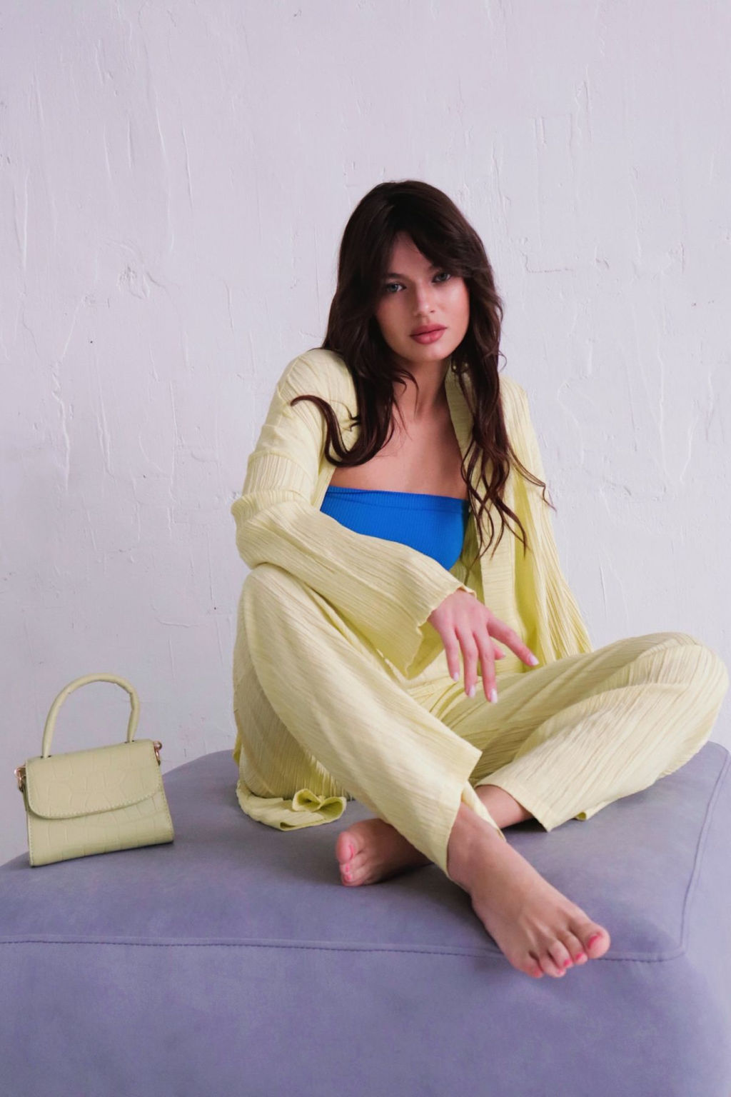 9539 Костюм из кимоно и брюк-палаццо светло-жёлтый - Martichelli фото 7