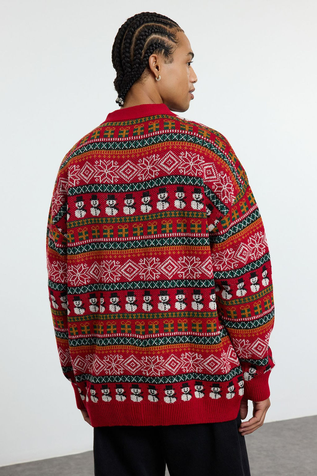 TRENDYOL MAN Cok Renkli Unisex Regular Fit Yunlu Genis Kal?p Christmas Triko H?rka TMNAW23HI00043 - Trendyolmilla фото 5