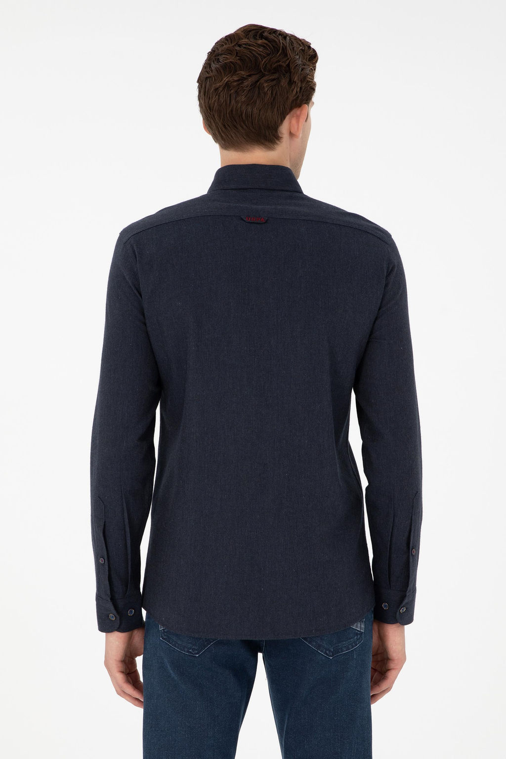 Мужская темно-синяя базовая рубашка с длинным рукавом Неожиданная скидка в корзине - U.s. polo assn фото 5