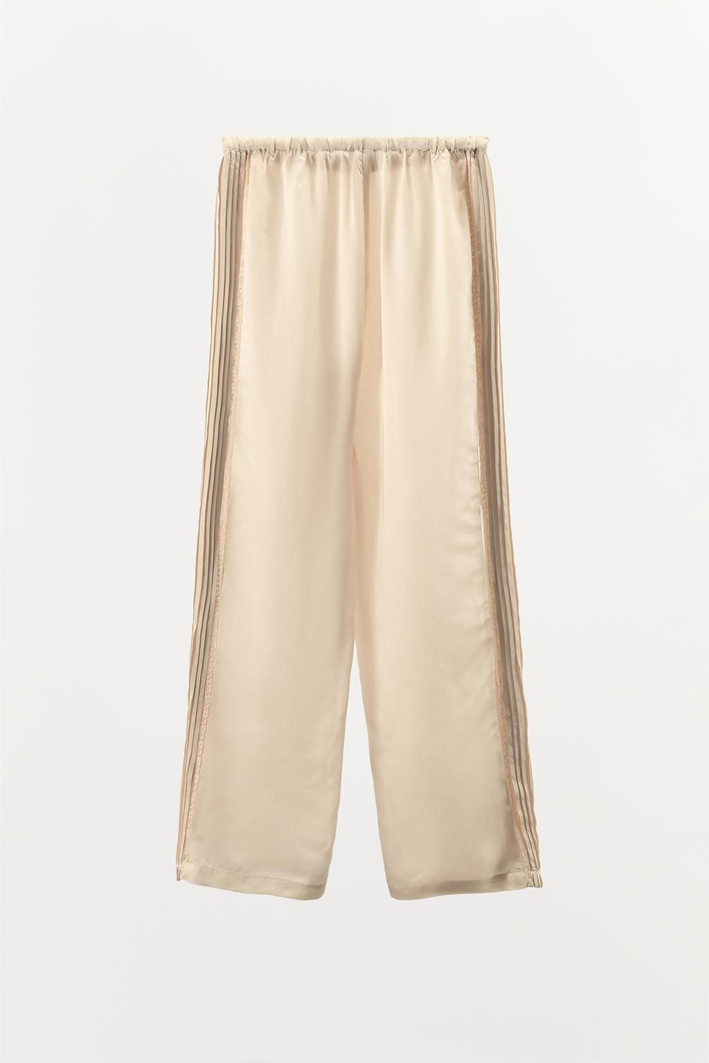 SATIN TROUSERS WITH LACE TRIM - Zara фото 4