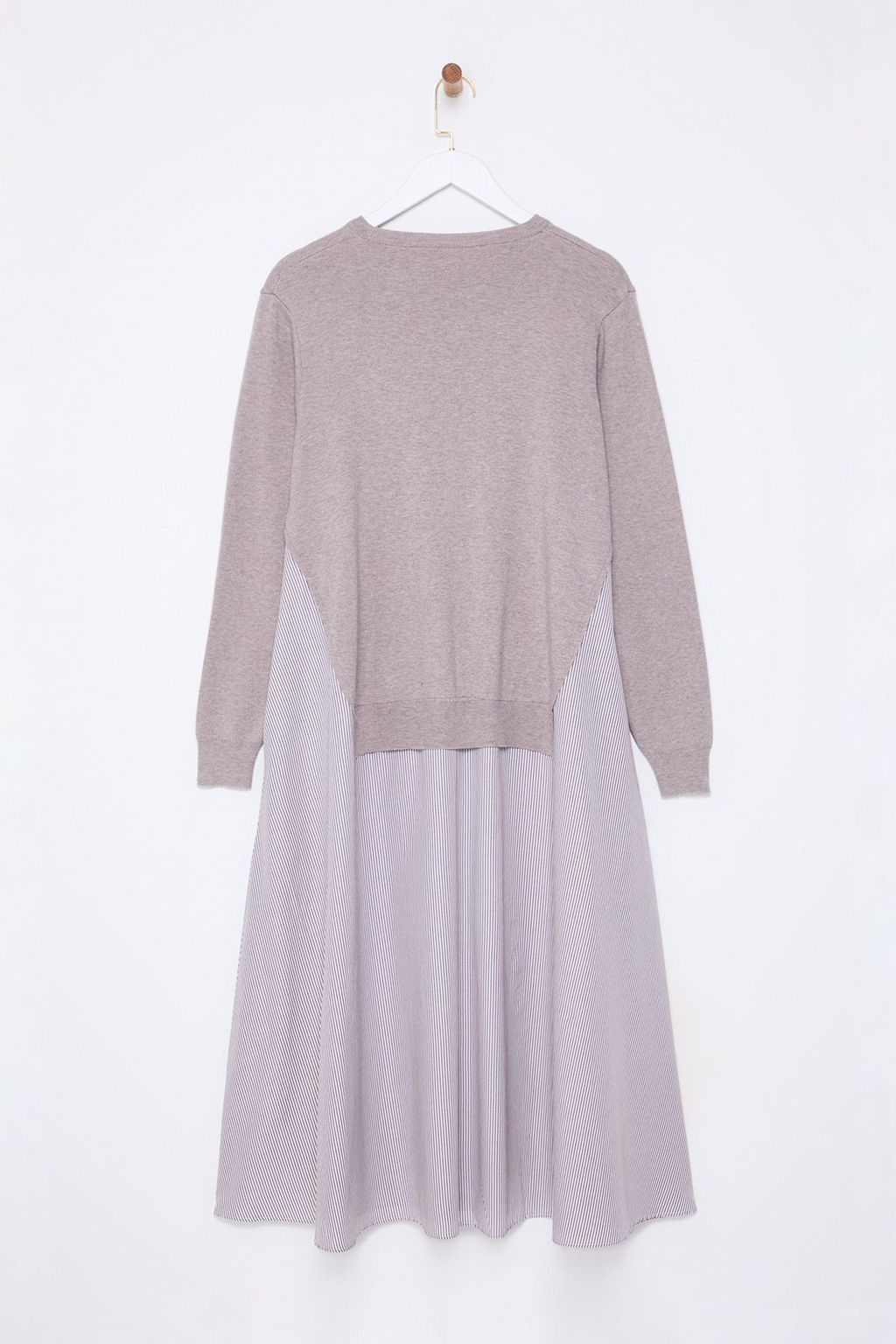 TRENDYOLMILLA Siyah Cizgili Triko Garnili Duz Kesim Midi Dokuma Elbise TWOAW25EL00359 фото 7