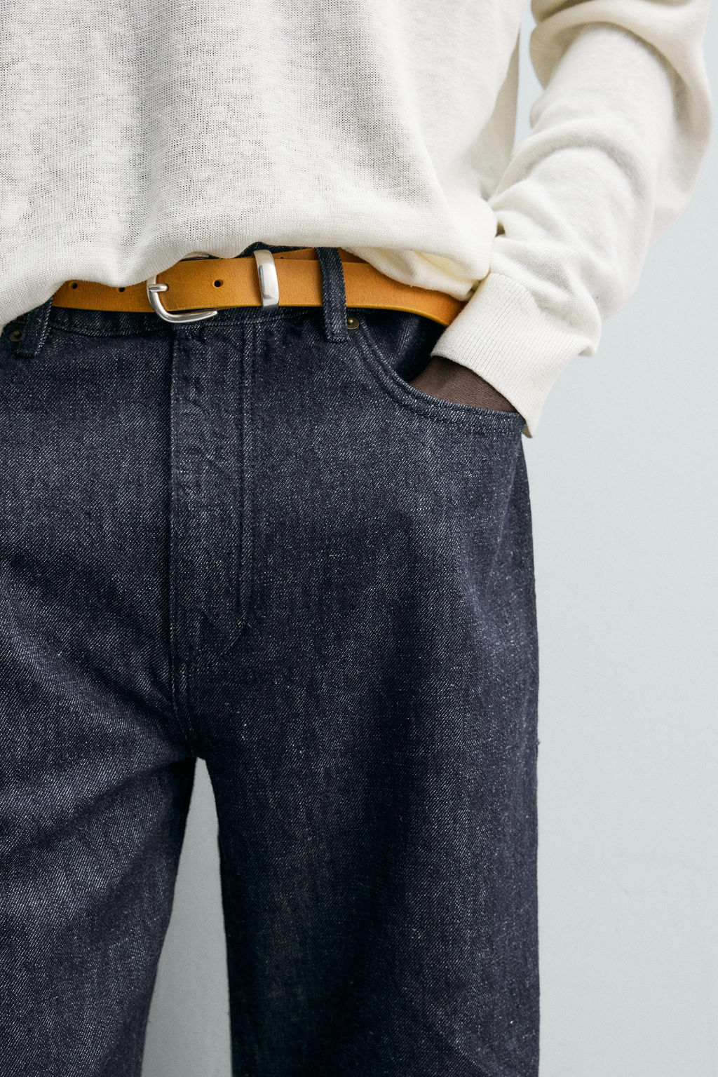 JEANS STRAIGHT FIT ALGOD?N - C??AMO / Azul - Zara фото 7