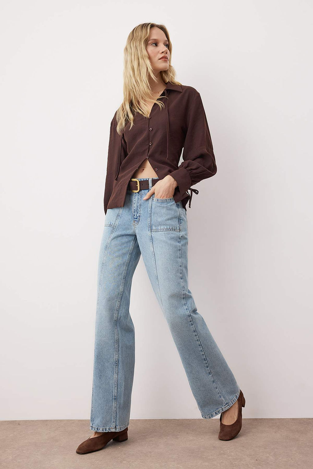 Mavi Dikis ve Cep Detayl? Dusuk Bel Wide Leg Jeans TWOAW26JE00206