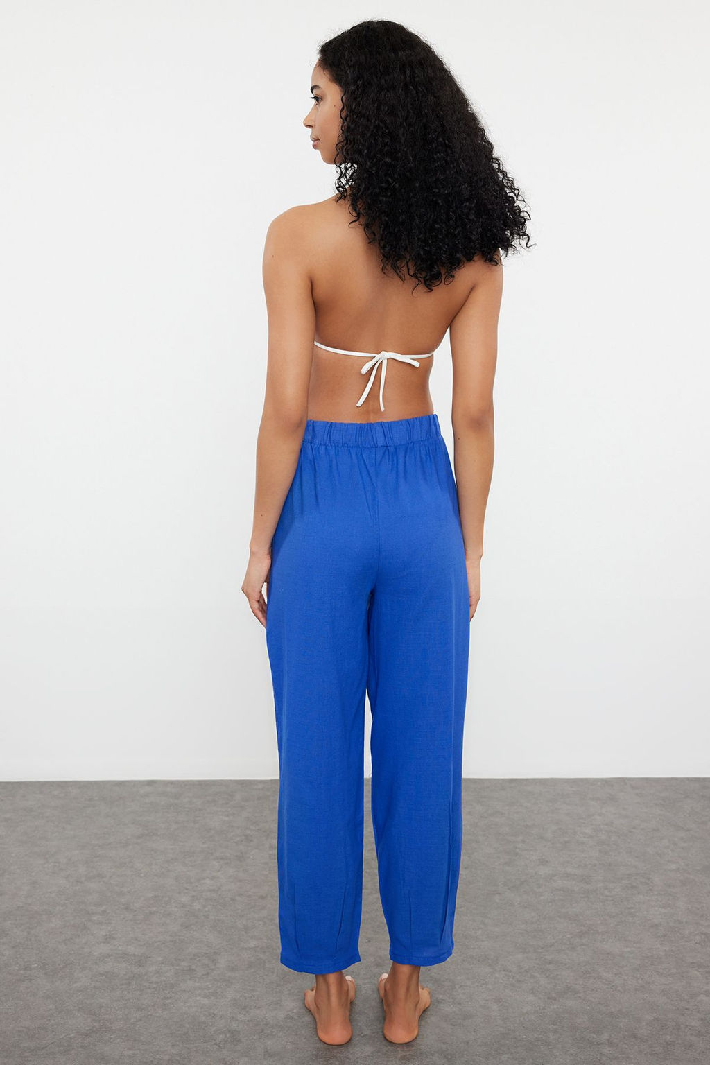 TRENDYOLMILLA Ekru Dokuma %100 Pamuklu Plaj Pantolon TBESS23PL00015  фото 5