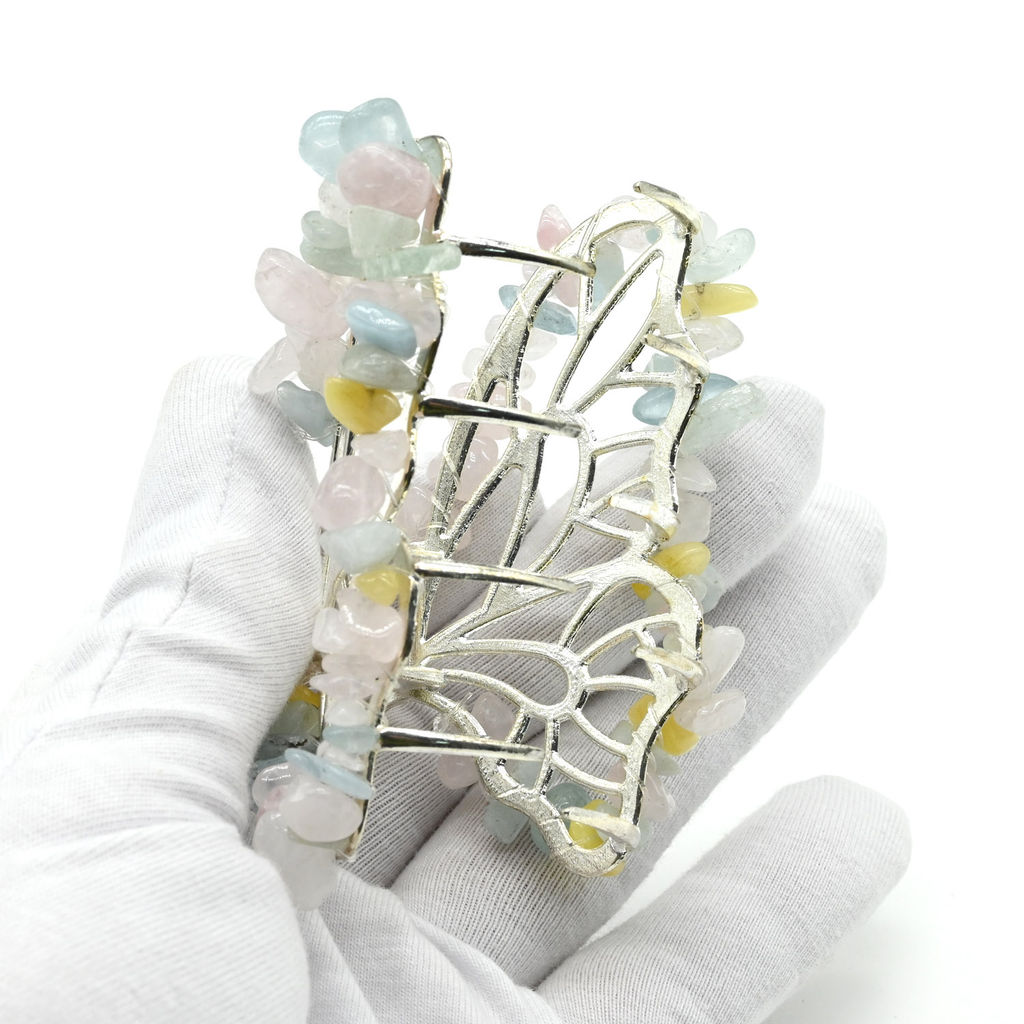 Заколка краб для волос бабочка с бериллом 8*3,5*5см