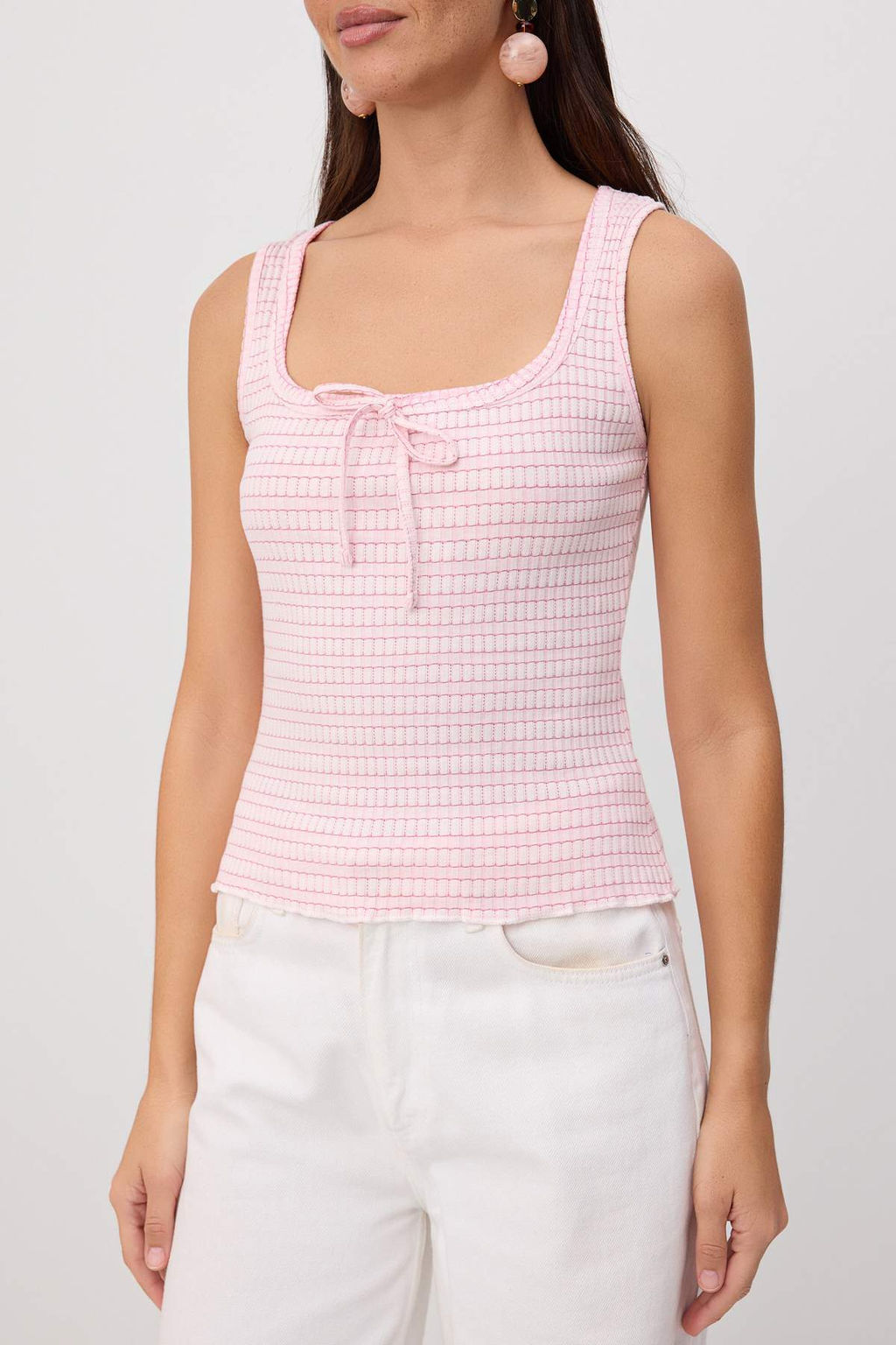 Pembe _izgili Fitted Havuz Yaka Kal_n Ask_l_ Kolsuz _rme Atlet TWOSS26AL00066 - Trendyolmilla фото 4