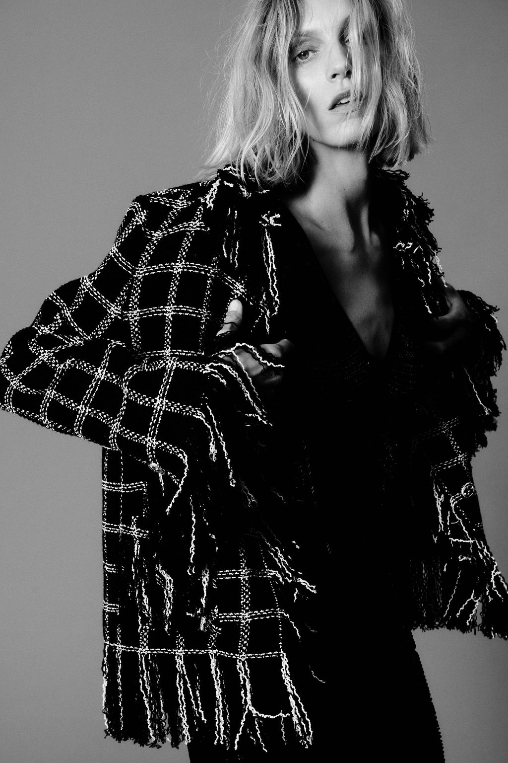 CHAQUETA CUADROS FLECOS ZW COLLECTION / Negro / Blanco - Zara фото 2