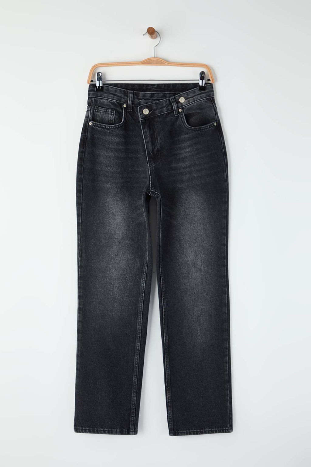 Mavi Yuksek Bel Asimetrik Kapama Straight Jeans TWOAW26JE00132 - Trendyolmilla фото 7