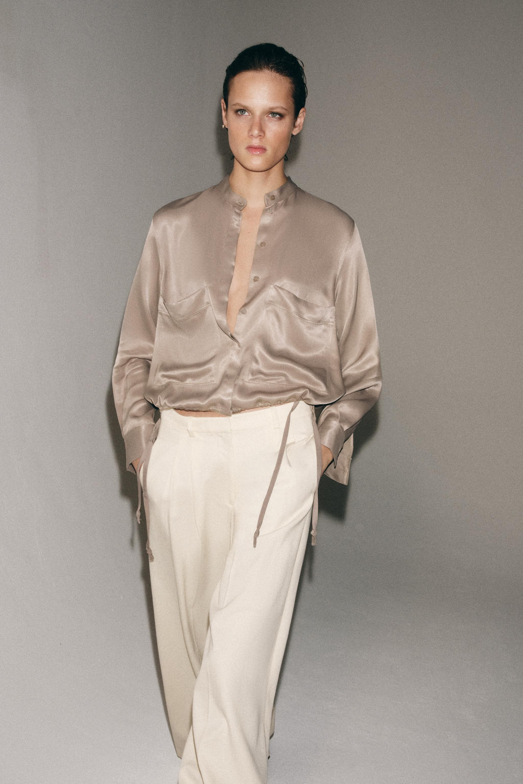 CAMISA SATINADA ZW COLLECTION / Vis?n claro - Zara фото 5