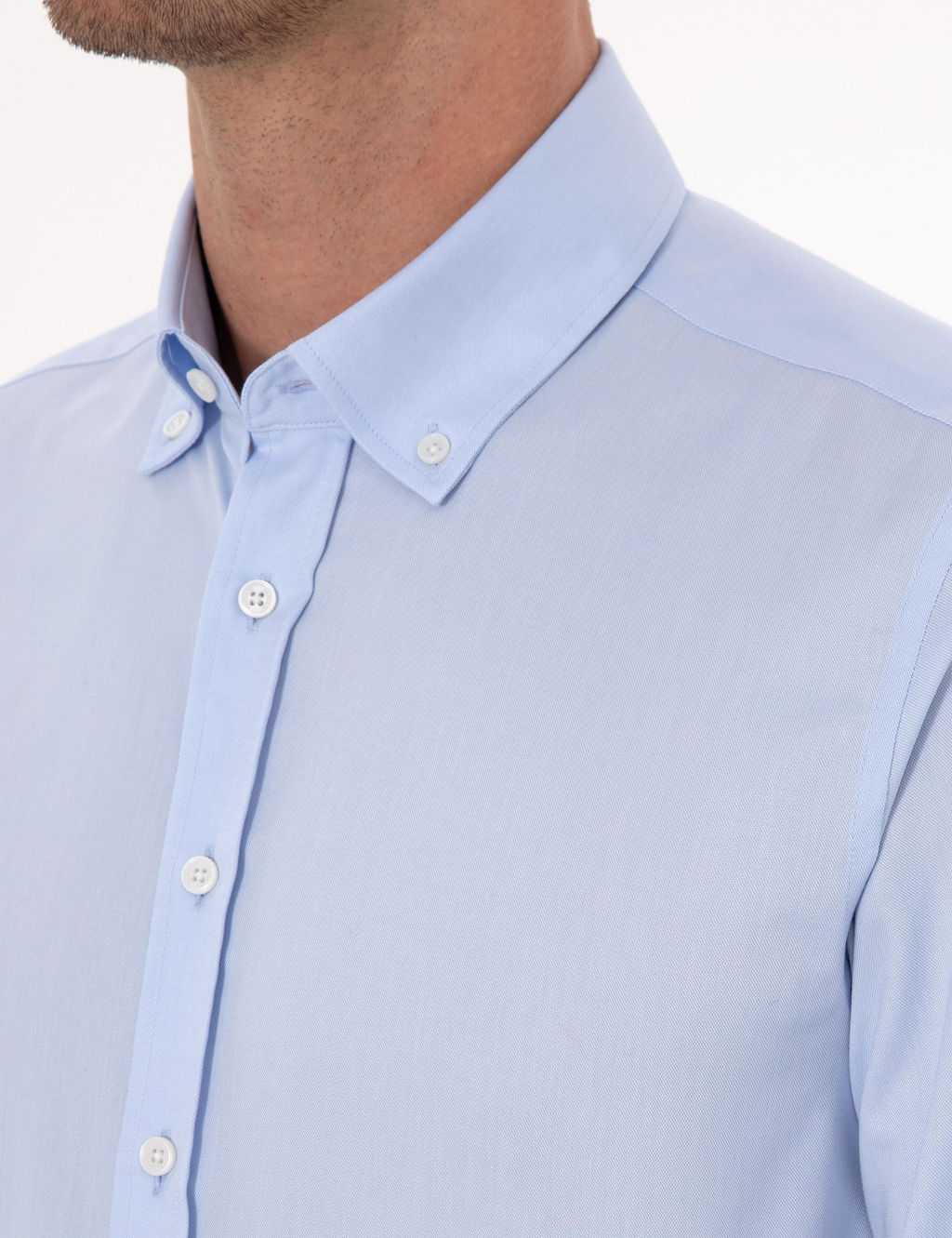 A__k Mavi Slim Fit %100 Pamuk Yakas_ D__meli Oxford G_mlek