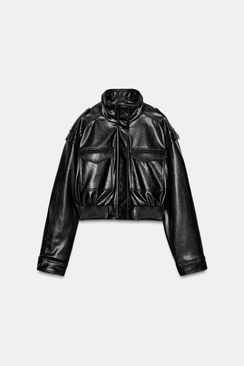 CAZADORA EFECTO PIEL TRABILLAS / Negro - Zara фото 6